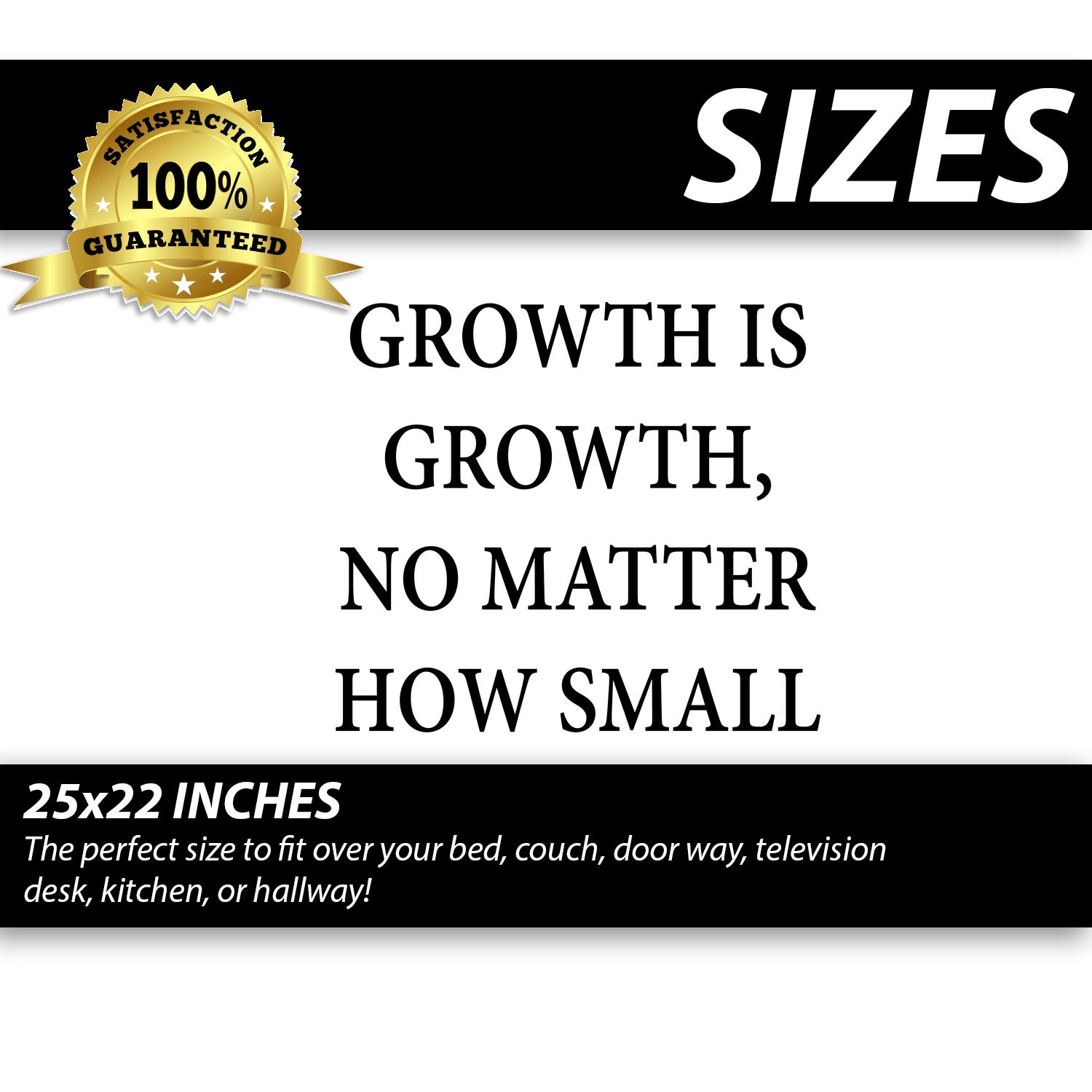 Inspirational Vinyl Wall Decal - 'Growth is Growth No Matter How Small' Motivational Quote Sticker for Office, Classroom & Gym Decor | Perfect for Home, School & Work Spaces