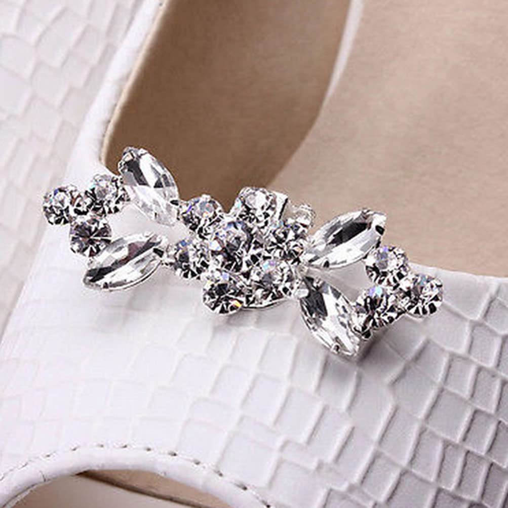 FAVOMOTO 1 Pair Rhinestone Crystal Shoe Clips for Women - Elegant Shoe Buckle Accessories for Wedding, Party & Dress Shoes - Perfect for Bridal, Prom & Evening Events