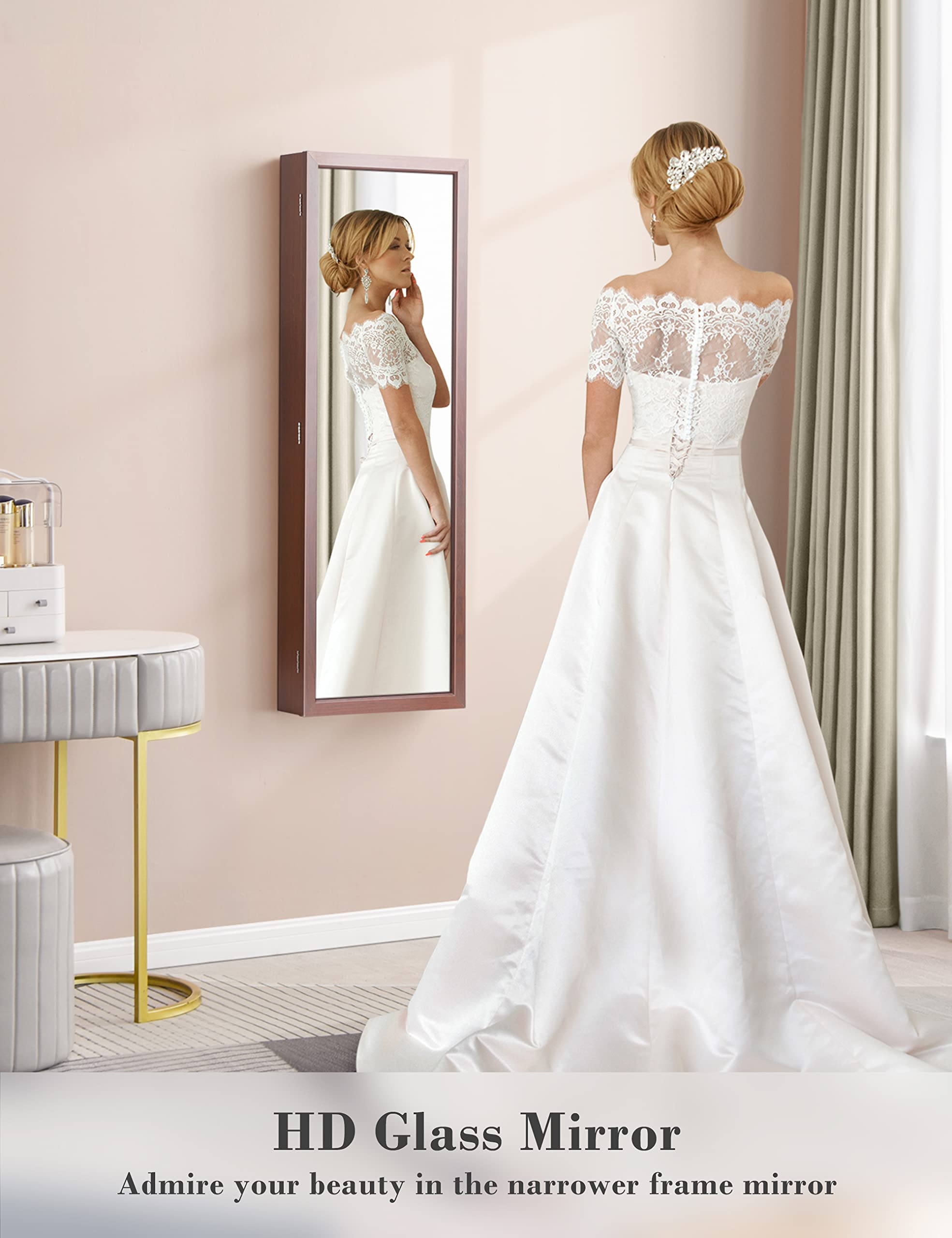 Nicetree 6 LED Vanity Mirror Jewelry Cabinet with Storage - 4.2