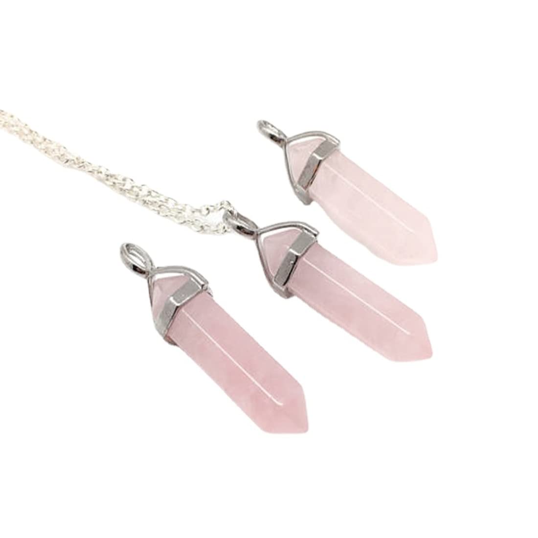 Rose Quartz Necklace - Natural Raw Rose Quartz Pendant with Crystal Point - Healing Stone Jewelry for Women - Spiritual & Energy Balance - Perfect for Meditation, Yoga & Gifting