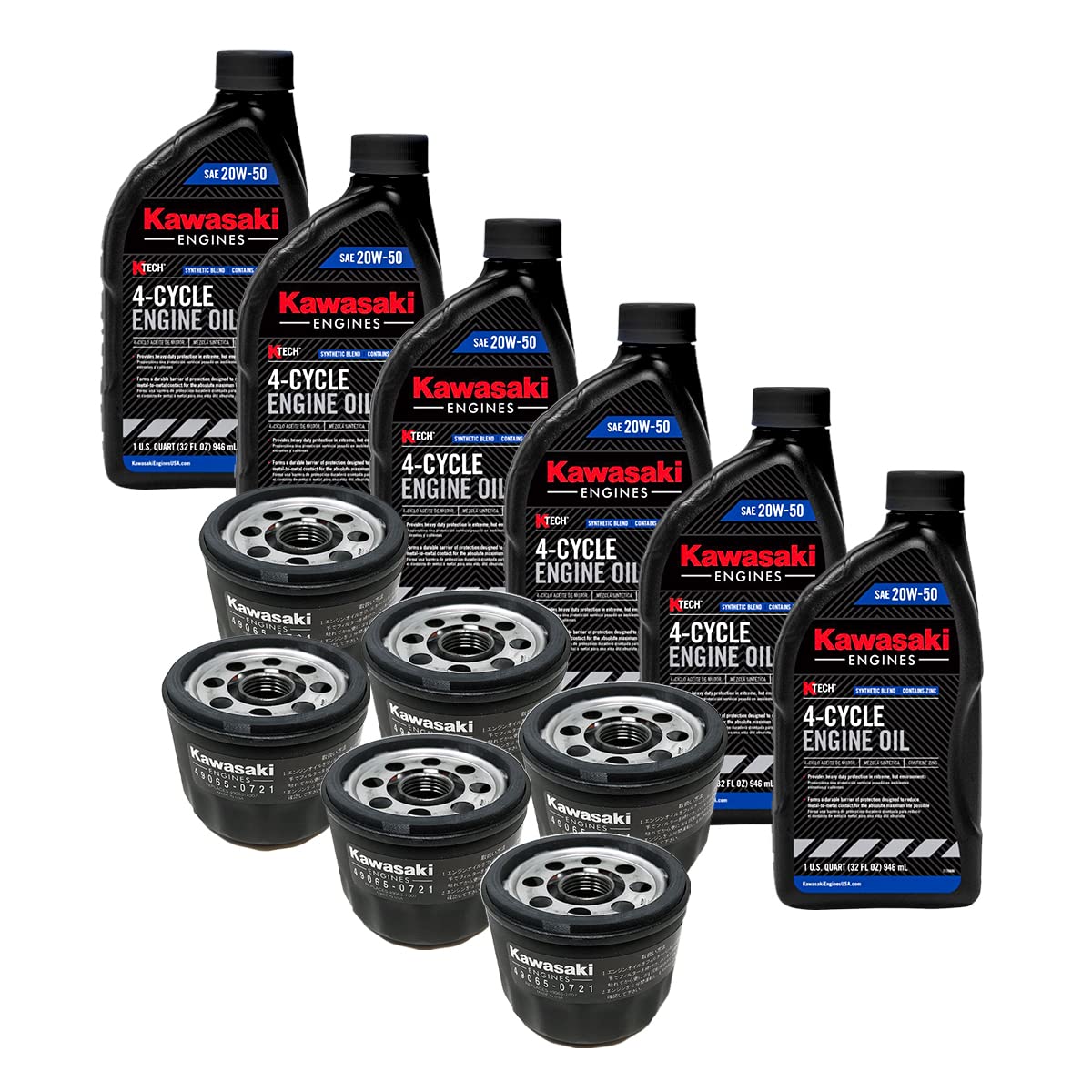 6PK OEM 20W50 Motor Engine Oil & Oil Filter Kit - Compatible with 99969-6298 & 49065-7007 - Ideal for Car, Truck, and Motorcycle Maintenance & Performance Tuning