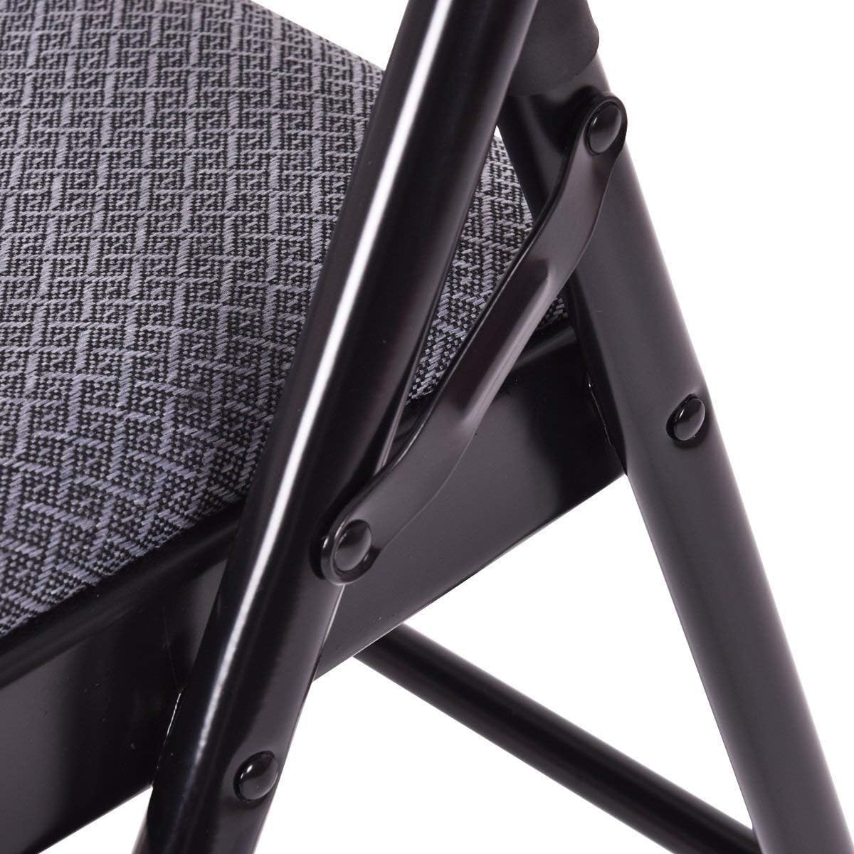 Casart 4-Pack Folding Chairs - Portable Dining Chairs with Padded Seat & Back, Sturdy Metal Frame - Foldable Guest Chairs for Home, Office, Party, Event & Conference Room (Grey & Black) - Perfect for Indoor & Outdoor Gatherings, Camping & Extra Seating