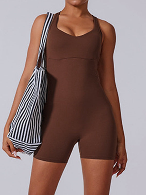 ZASUWA Women's Cross Back Romper Jumpsuit - Stylish One Piece Outfit for Summer, Beach, and Casual Wear