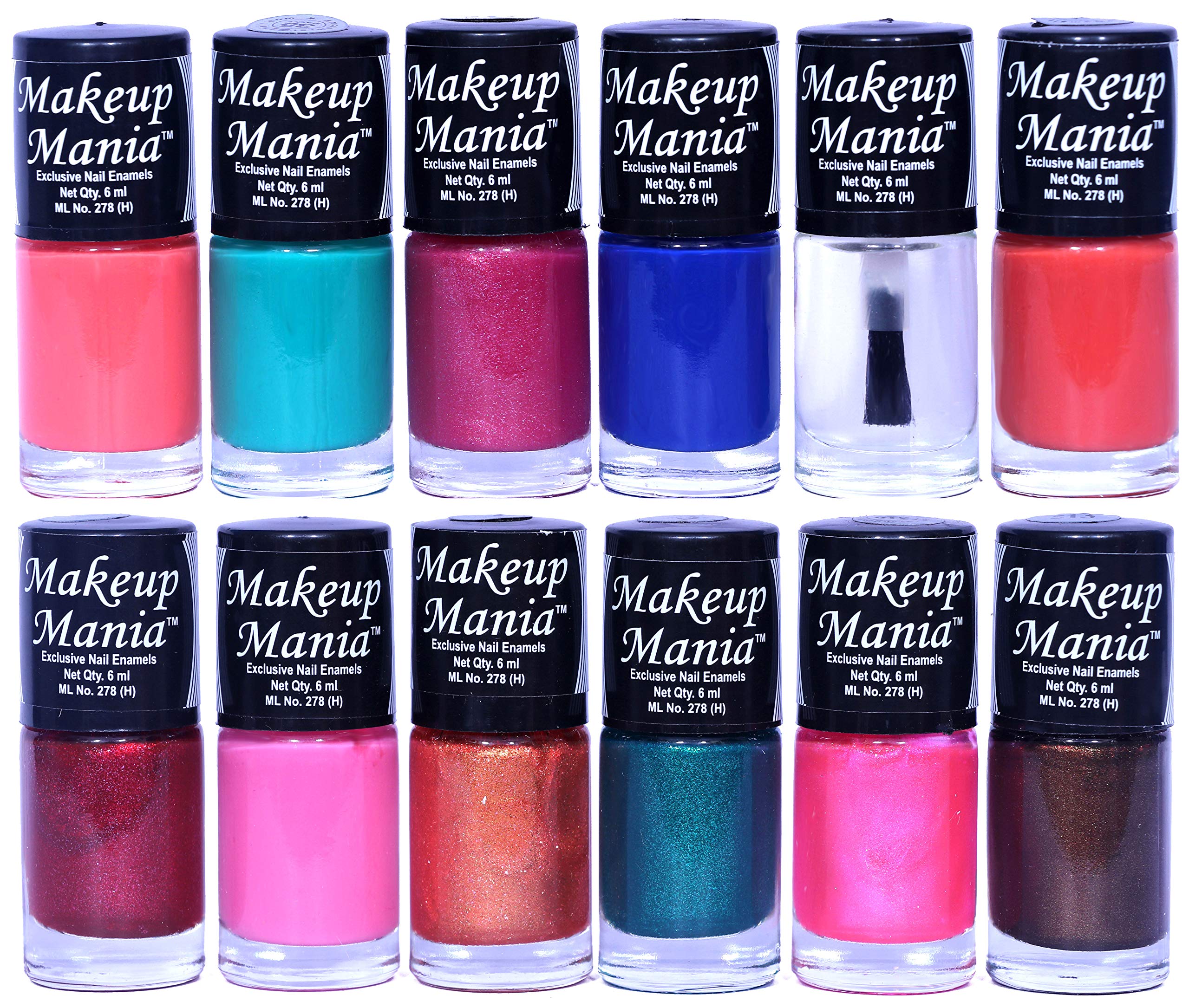 Makeup Mania 12-Piece Nail Polish Set - 6ml Each, Multicolor Combo No.125 - Perfect for Home Manicures, Nail Art & Gift Giving