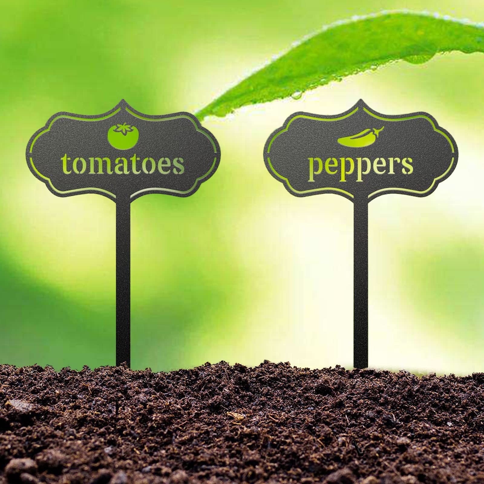 Uscallm 4.3 Inch Metal Plant Markers - Weatherproof Reusable Garden Labels for Vegetables, Flowers & Potted Plants with Marker Pens | Perfect for Outdoor Gardening, Seed Starting & Nursery Organization
