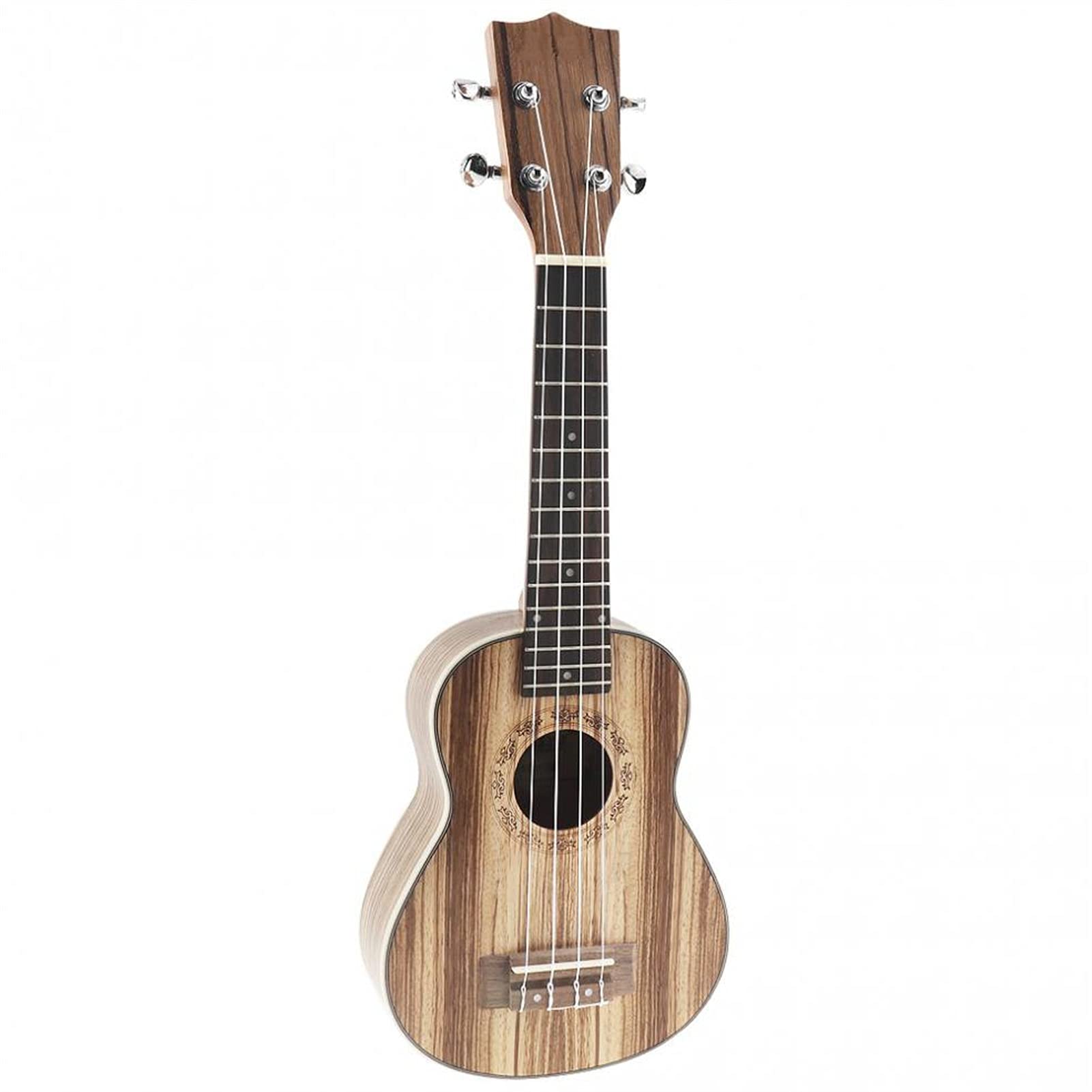 21 Inch Portable Soprano Ukulele with 15 Frets - 4 String Zebra Wood Concert Ukulele - Perfect for Beginners, Travel & Beach Music