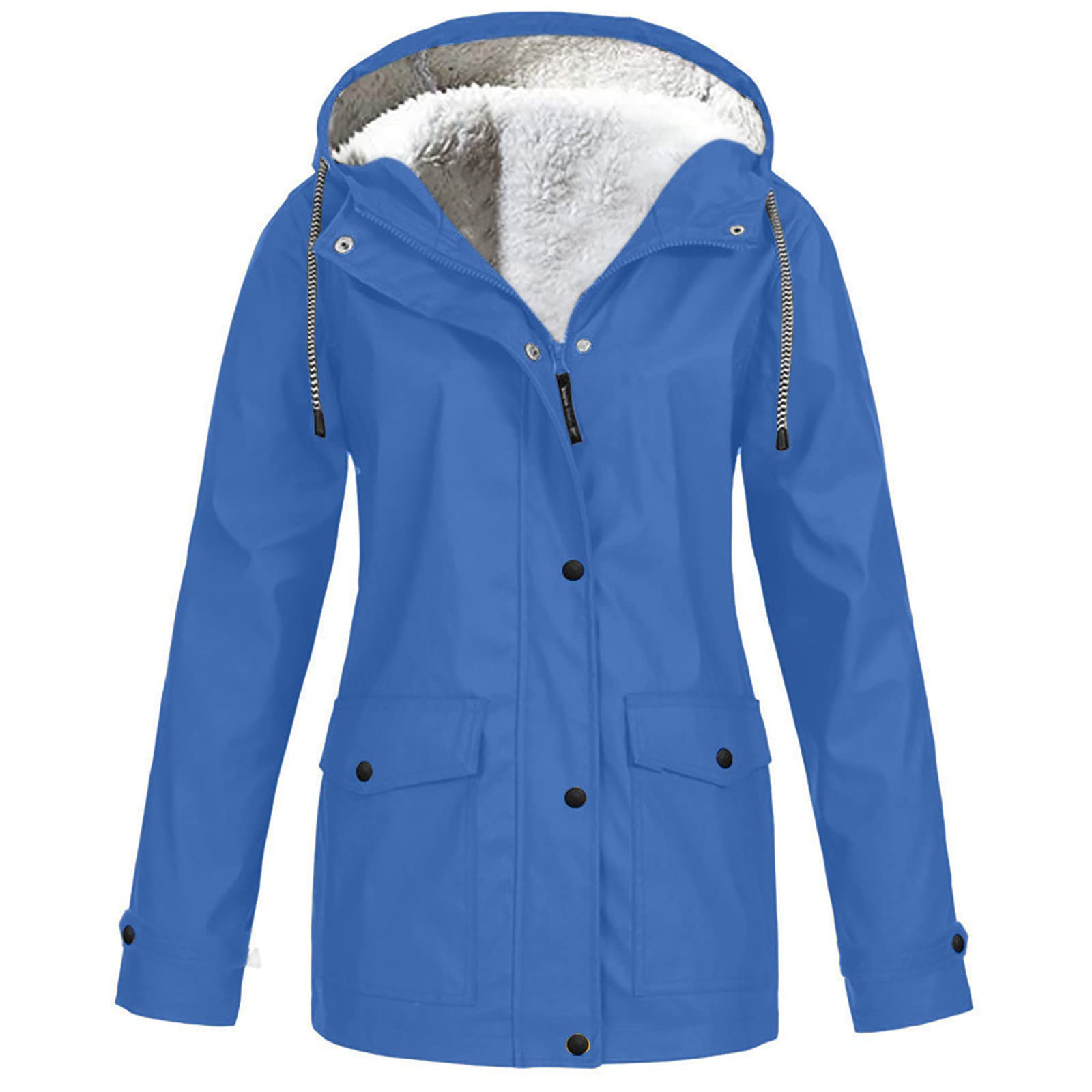 ZEFOTIM Women's Waterproof Rain Jacket - Thickened Plush Hooded Raincoat for Outdoor Activities, Plus Size Available - Perfect for Hiking, Camping & Daily Commute in Rainy Weather