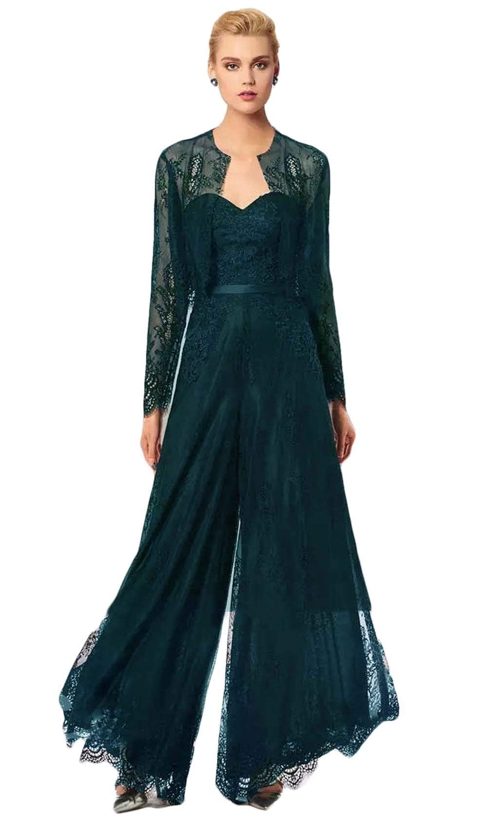 Elegant Lace Jumpsuit for Mother of The Bride | Plus Size Wedding Guest Pant Suit with Jacket | Chic Formal Outfit for Weddings, Parties & Special Occasions