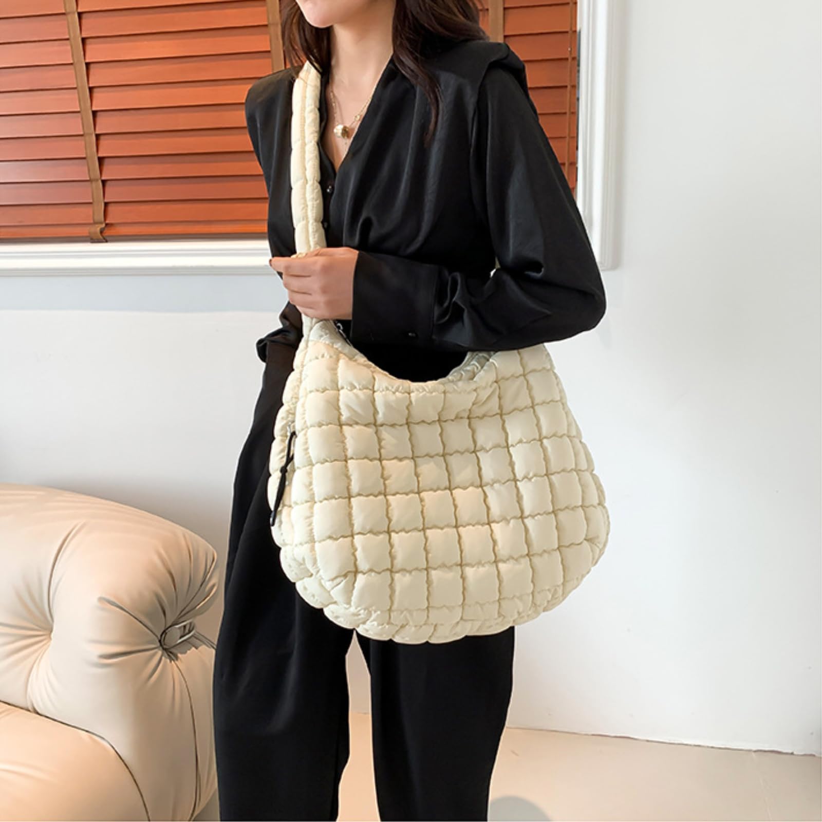 Lightweight Quilted Puffer Crossbody Bag for Women - Stylish Puffy Shoulder Tote & Hobo Handbag | Perfect for Daily Commute, Shopping & Travel Accessories