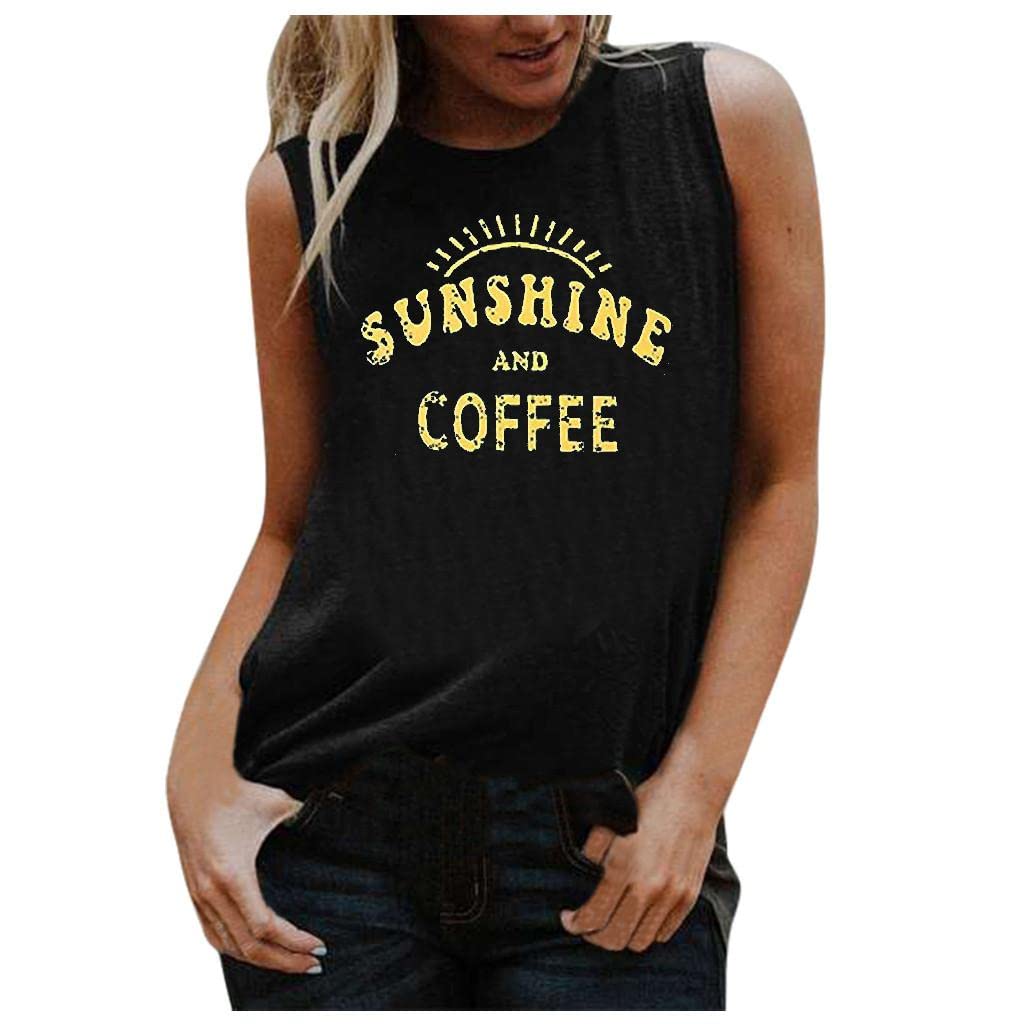 Alurban Women's Casual Summer Tank Tops - Letter Print O-Neck Sleeveless Workout T-Shirts for Plus Size | Gym, Yoga, Running & Everyday Wear