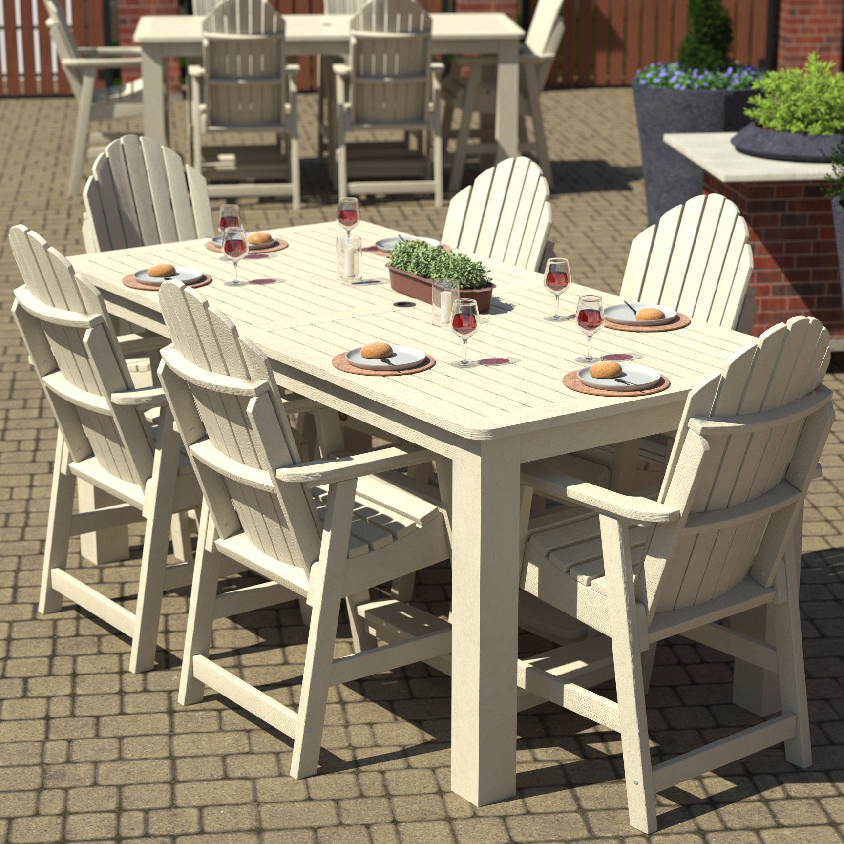 Muskoka 7-Piece Counter Bistro Dining Set - Patio Bar Height Table & Stools for Outdoor Entertaining & Small Space Dining