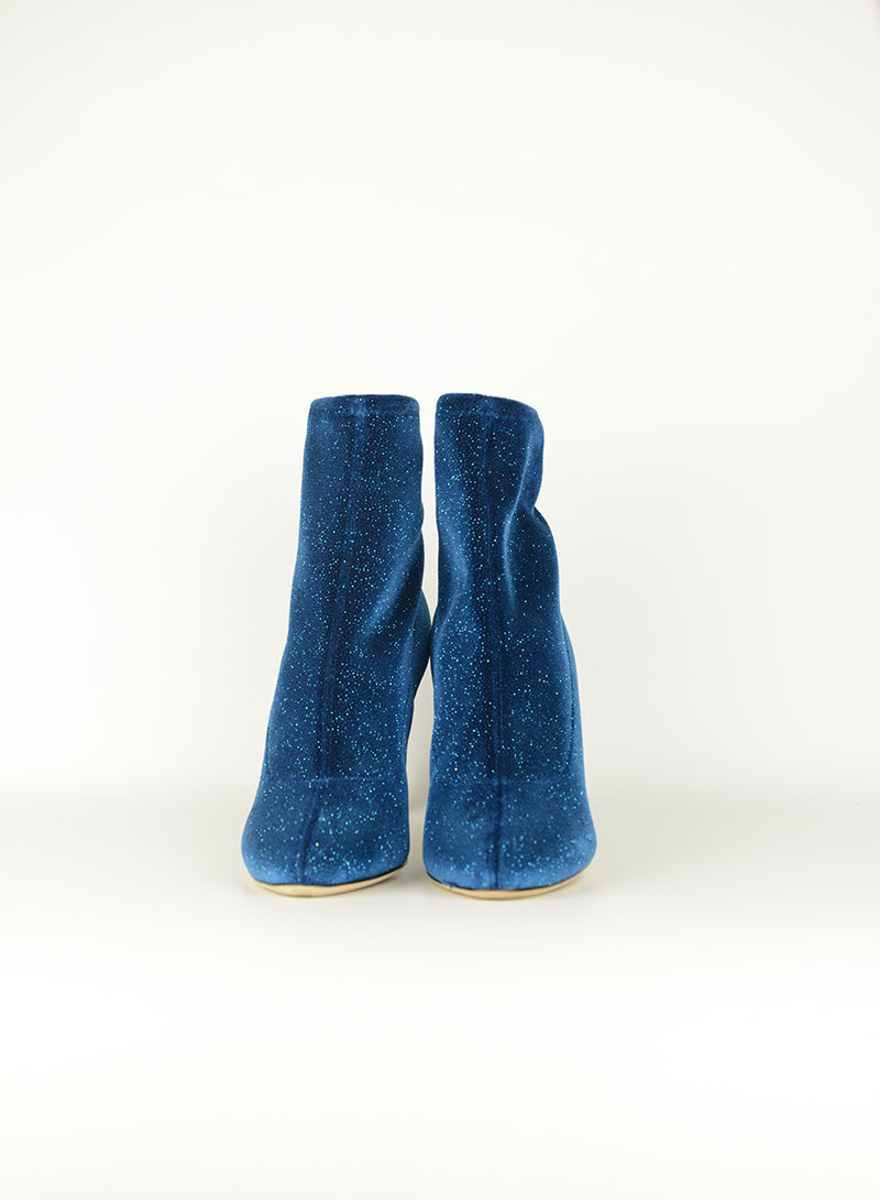 Zanotti Blue Petrol Lurex Tronchetti Boots - Size 36 | Stylish Winter Fashion for Women | Perfect for Parties & Night Out