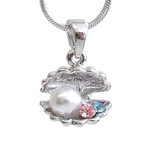 Oyster Crystal Charm Necklace – Elegant Pearl & Crystal Pendant Jewelry for Women – Perfect for Weddings, Parties & Everyday Wear