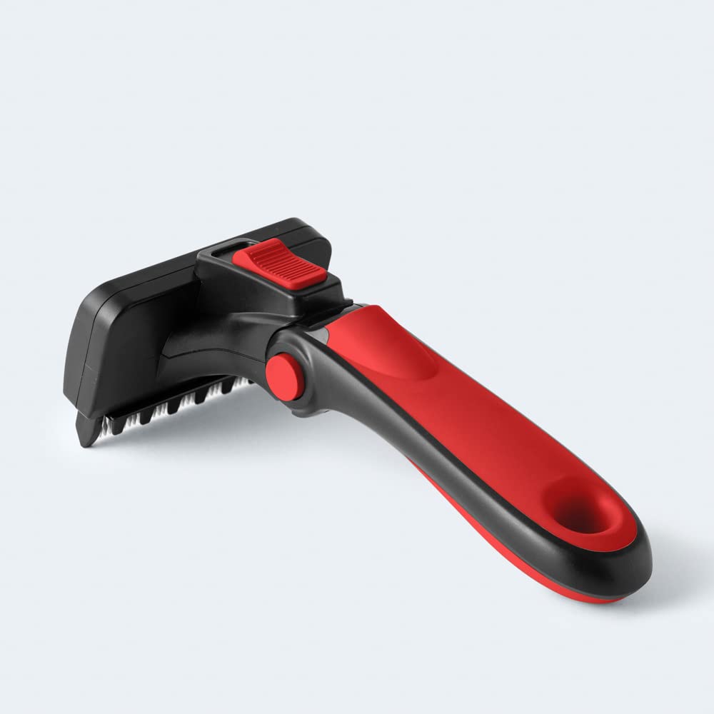 Premium Dog Deshedding Brush for Long Hair - Red (Medium) | Gentle Pet Grooming Tool for Dogs & Cats | Reduce Shedding & Mats | Perfect for Home Grooming & Professional Use