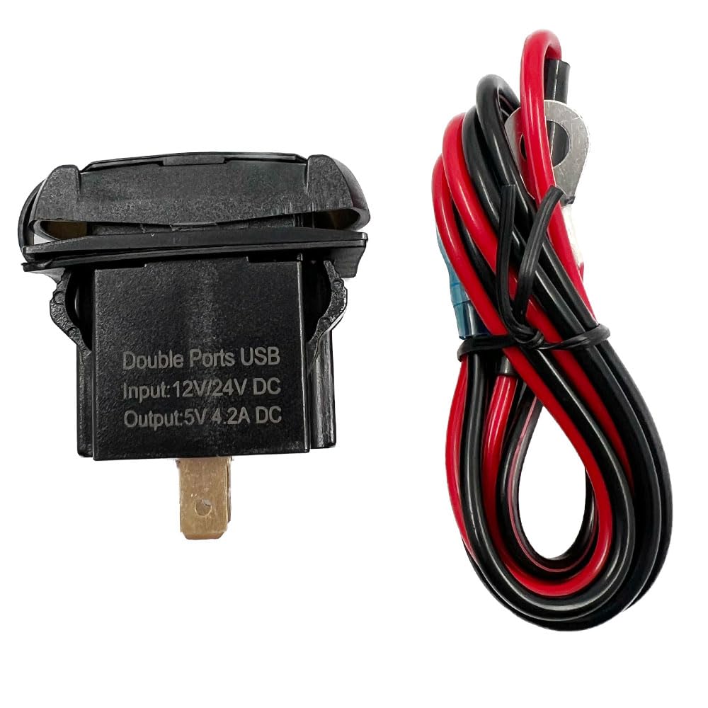 4.2A Dual USB Fast Charger - 12V/24V Waterproof Car Charger with Rocker Switch for Cars, Trucks, Boats & RVs | Quick Charge Your Phone & Tablet On The Road