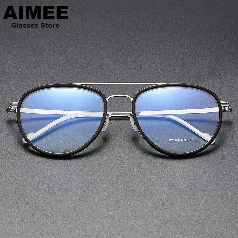 Stylish Unisex Oval Full Rim Double Bridge Acetate & Steel Eyeglasses Frame 1004 - Perfect for Work, Reading, and Everyday Fashion