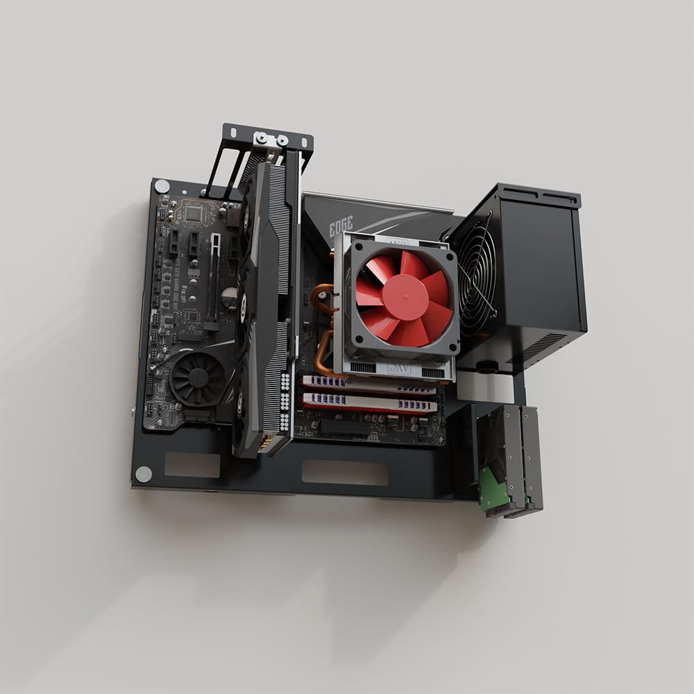 Wall Mounted Open Frame PC Case - Supports ATX/MATX/ITX Motherboards with Pegboard Installation | Perfect for Space-Saving Gaming & Office Setups