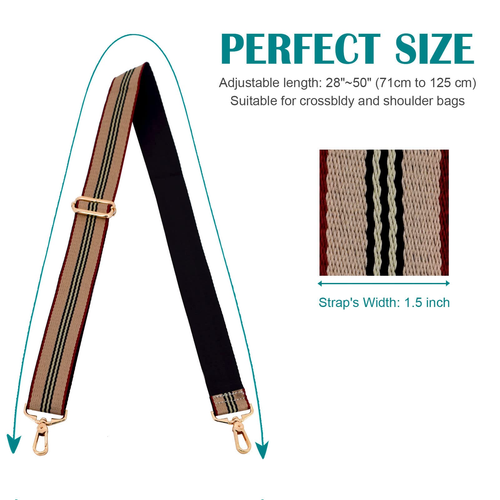 Metal Swivel Hook Replacement Strap for Crossbody Bags, Purses & Luggage - Adjustable Shoulder Strap with Durable Hardware - Perfect for Travel, Daily Use & Guitar Accessories