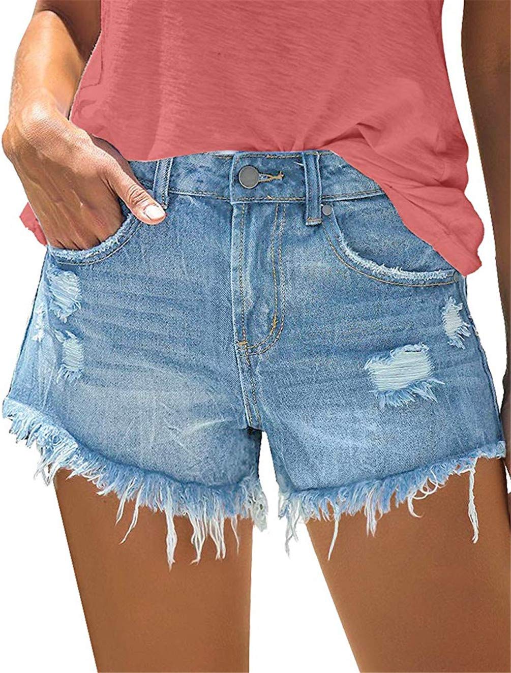 MODARANI Women's Ripped Distressed Denim Shorts - High Waisted Cut Off Jean Shorts for Summer | Perfect for Beach, Music Festivals & Casual Outfits