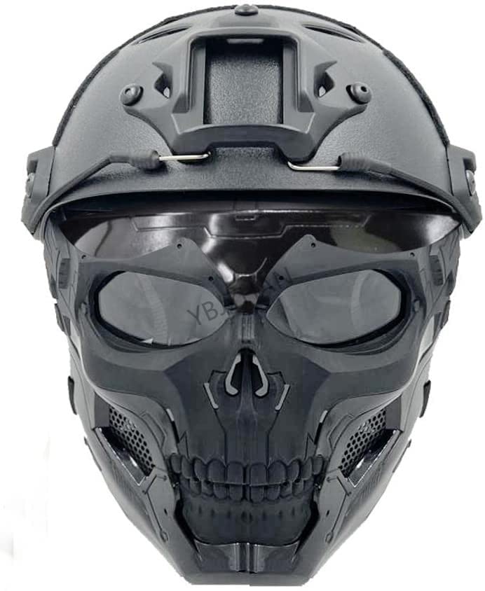 Tactical Airsoft Helmet with Adjustable Skull Mask - Lightweight, Durable for Airsoft Games, Military Training & Outdoor Activities