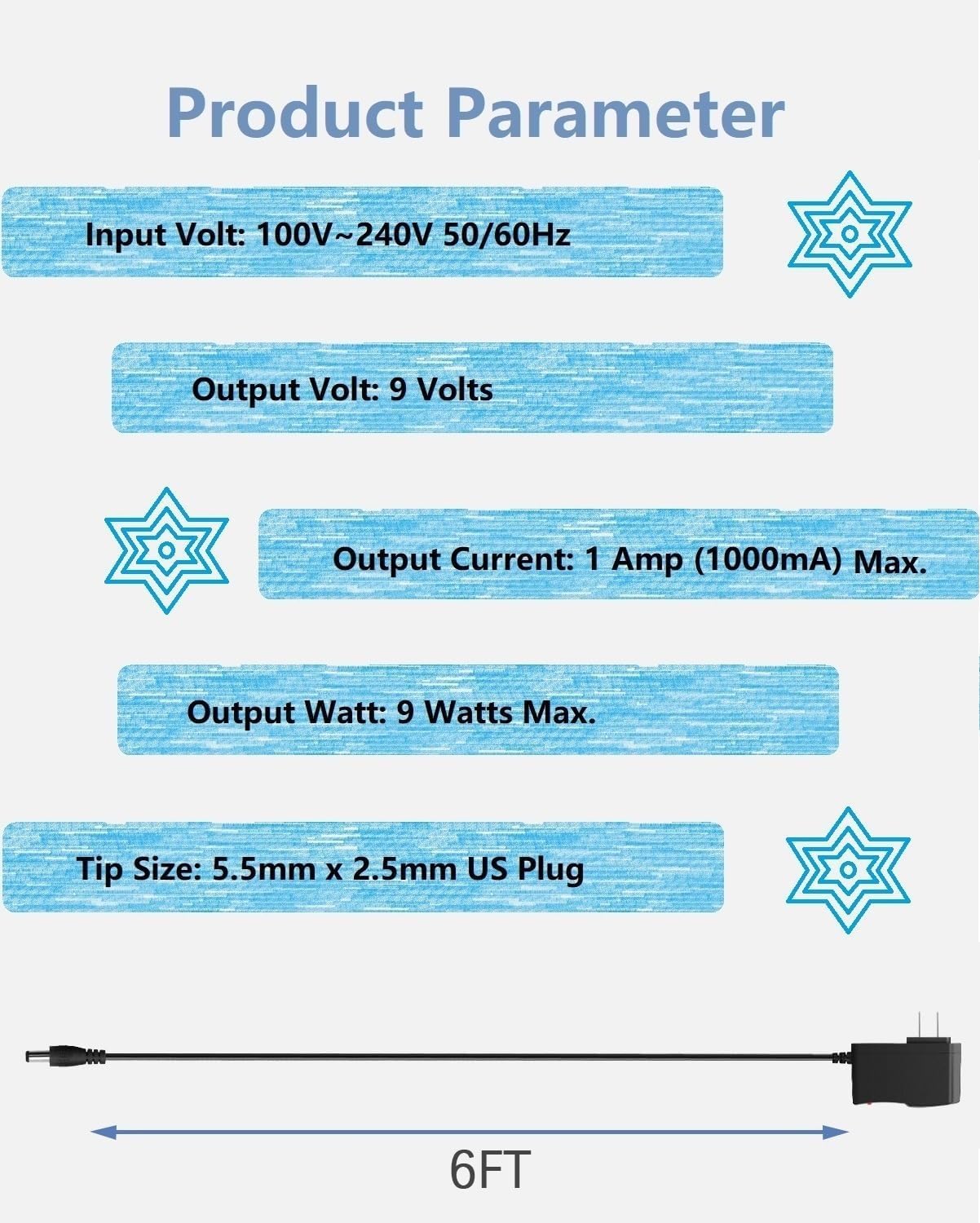 9V 1A AC/DC Power Adapter - Universal 9V Power Supply for Router, Arduino, Toys, Recorder & Bluetooth Speaker - Compatible with 100mA-1000mA Devices - Perfect for Home Office, DIY Projects & Electronic Gadgets