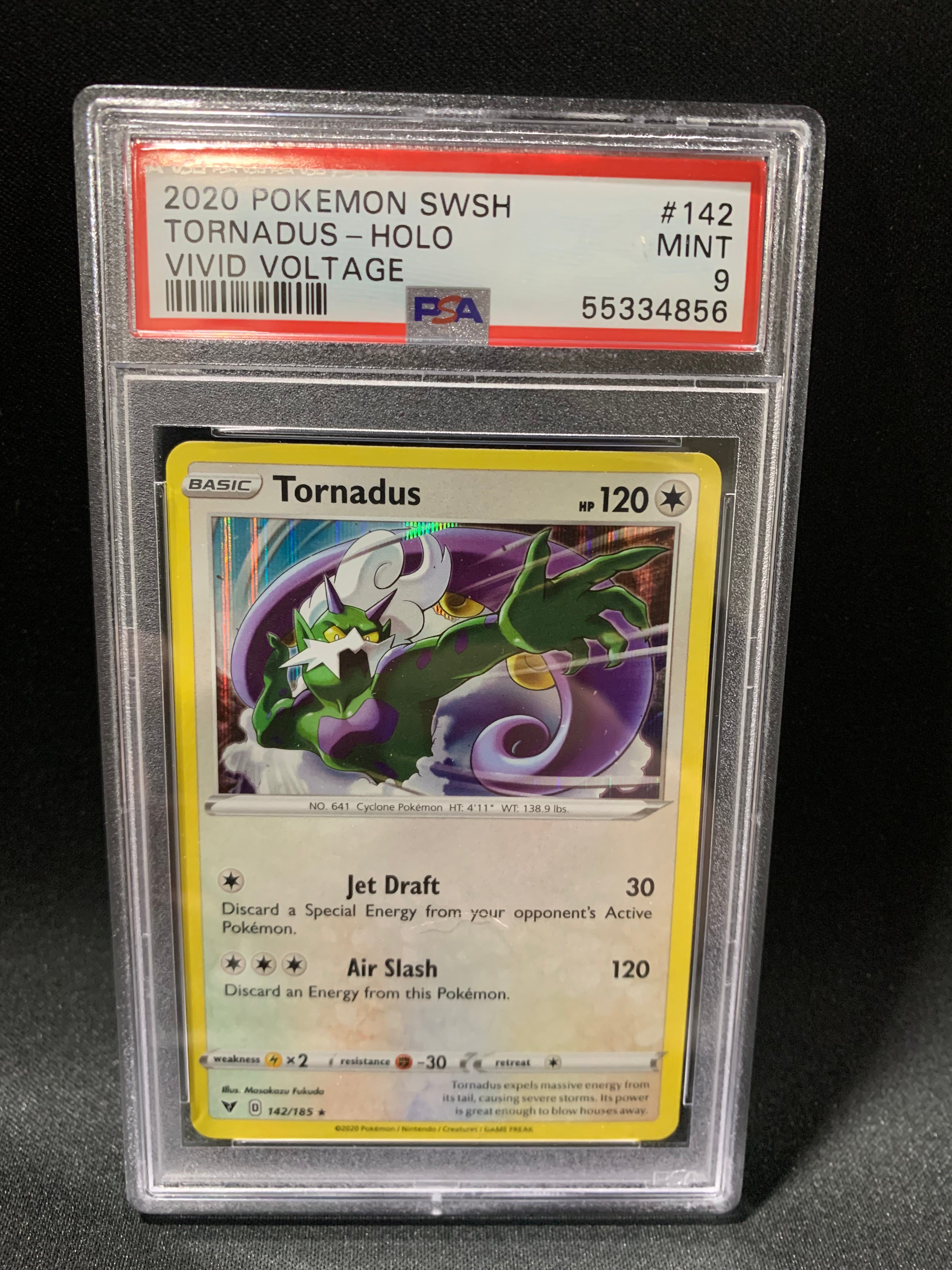 2020 Pokemon Sword & Shield Vivid Voltage Tornadus Holo #142 PSA Mint 9 - Rare Collectible Card for Trading, Gaming & Display