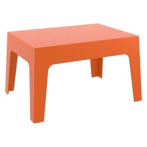 Pemberly Row Modern Outdoor Resin Coffee Table - Weather-Resistant Orange Patio Furniture for Garden, Poolside & Backyard Decor