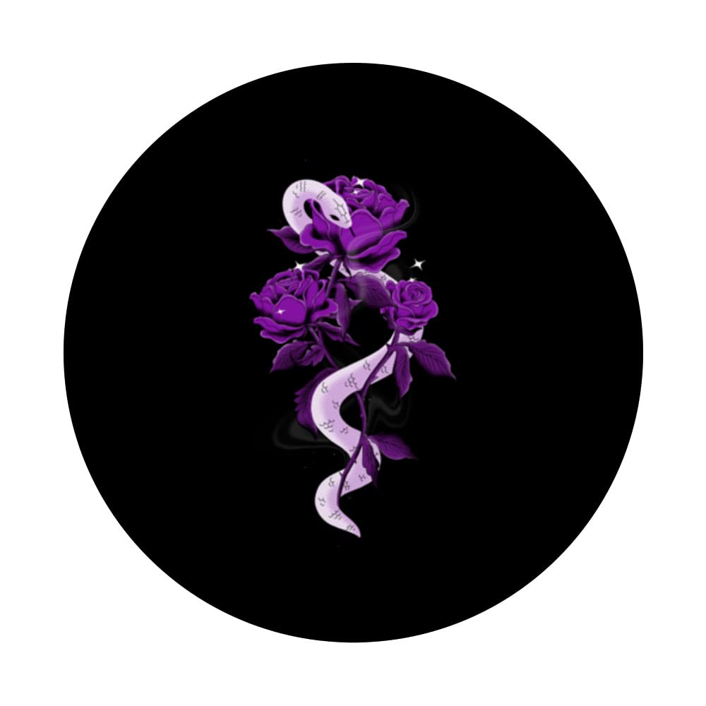 Gothic Snake & Purple Rose Flower PopSockets - Swappable PopGrip for Phone & Tablet - Aesthetic Phone Accessory for Gothic Lovers, Dark Fashion & Alternative Style