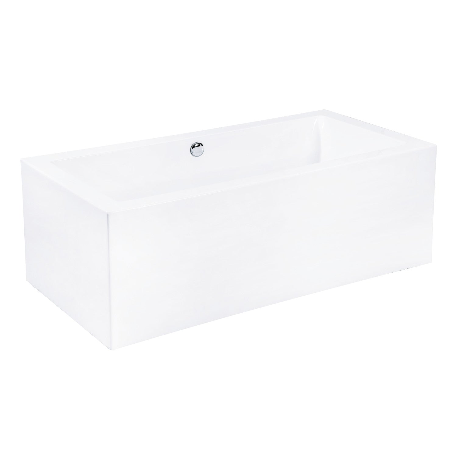 Aqua Eden 67 Inch Freestanding Acrylic Bathtub - Rectangular Double Ended Soaking Tub with Drain, Glossy White | Perfect for Luxury Bathrooms & Spa Retreats
