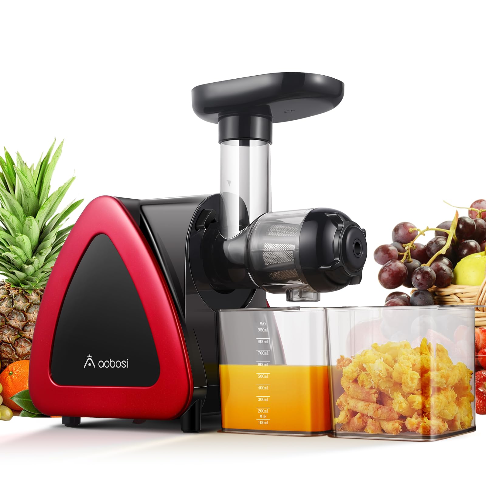Aobosi Slow Masticating Juicer - Cold Press Juicer Machine with Reverse Function, Quiet Motor & High Juice Yield - Includes Juice Jug & Cleaning Brush - Perfect for Healthy Juicing at Home, Office or Gym