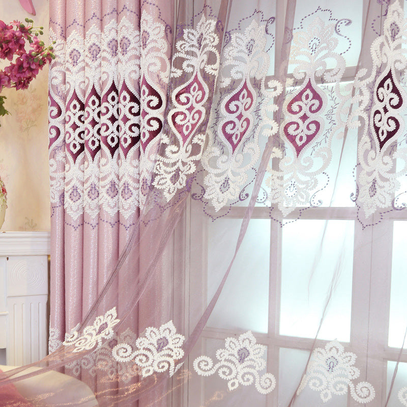 Phoebe Two Layer Luxury Embroidery Blackout Thermal Custom Curtains - Soundproof & Energy Efficient Window Treatments for Bedroom, Living Room & Home Theater