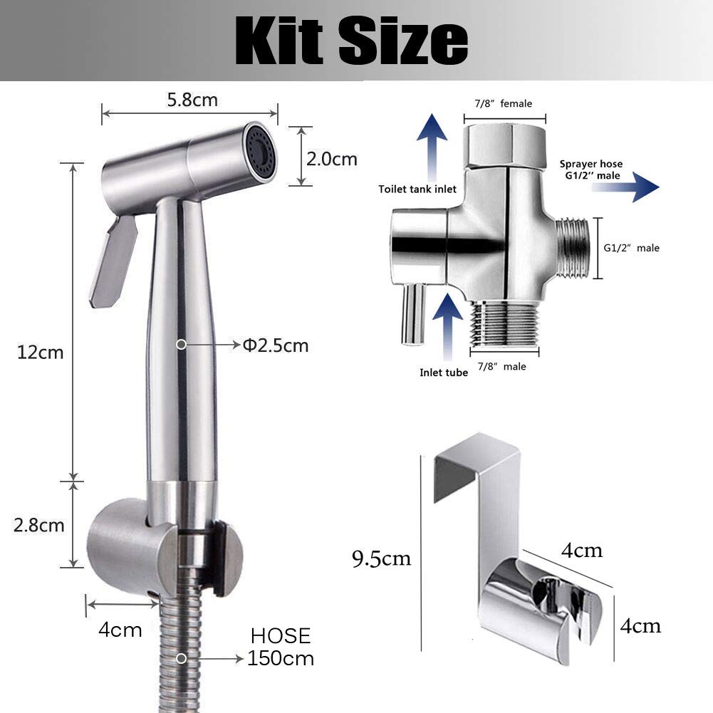 Portable Handheld Bidet Sprayer for Toilet - Adjustable Pressure Nozzle, Hygienic Cloth Diaper Sprayer & Feminine Wash Attachment with 59