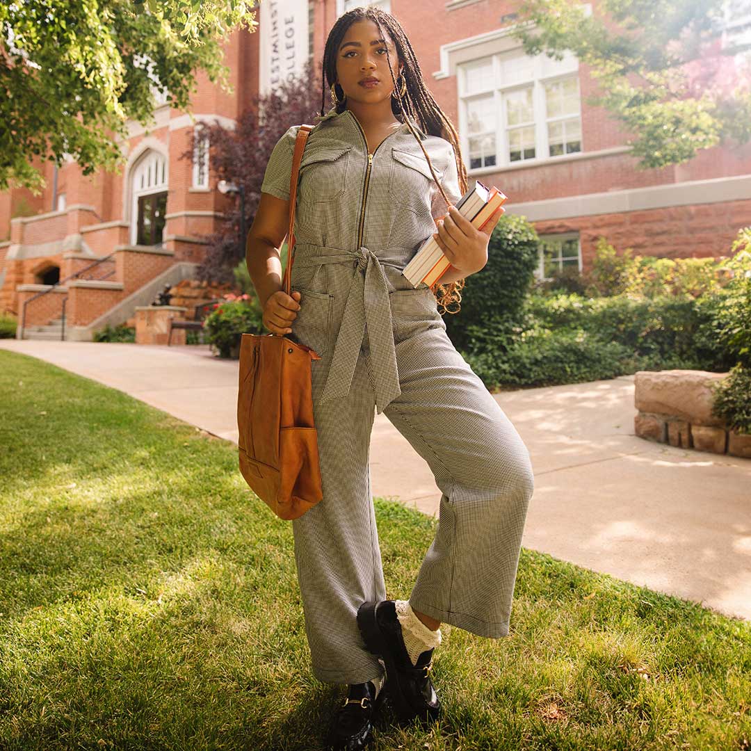 Stylish Houndstooth Print City Jumpsuit for Women - Trendy One-Piece Romper with Pockets | Perfect for Office Wear, Casual Outings & Night Events