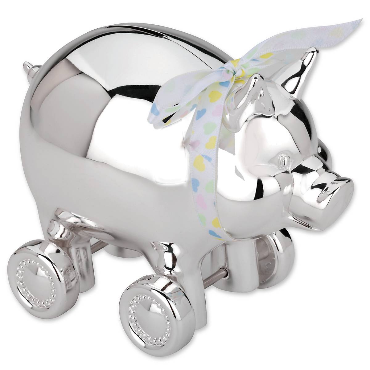 Vintage Silver Piggy Bank with Wheels - Collectible Coin Saving Money Box for Kids & Adults - Perfect for Birthday Gifts, Home Decor, and Financial Education
