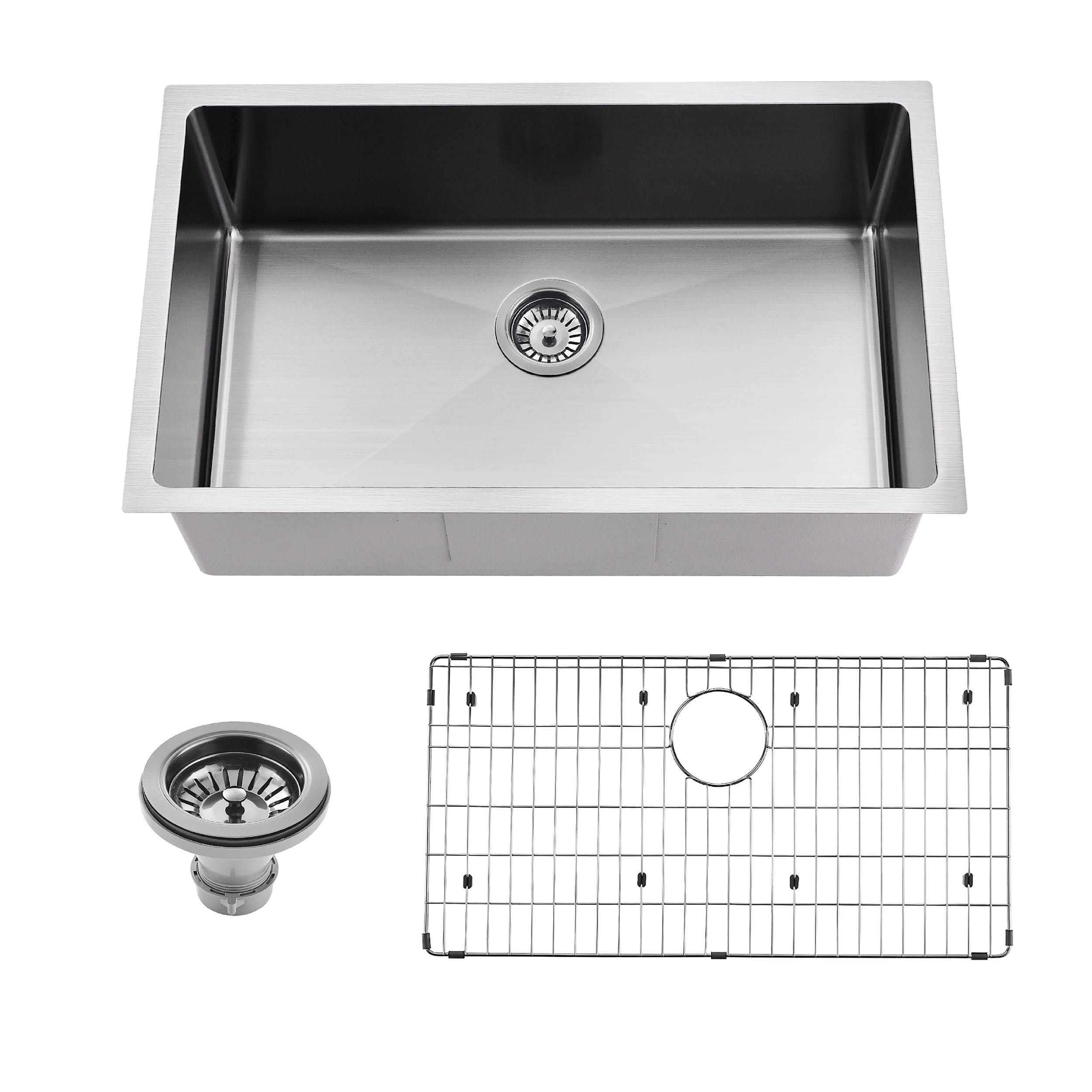 Boann UM3018 18 Gauge Stainless Steel Undermount Kitchen Sink - 30 x 18 Inch Single Bowl, Brushed Finish for Modern Kitchens | Perfect for Food Prep, Dishwashing & Small Space Homes