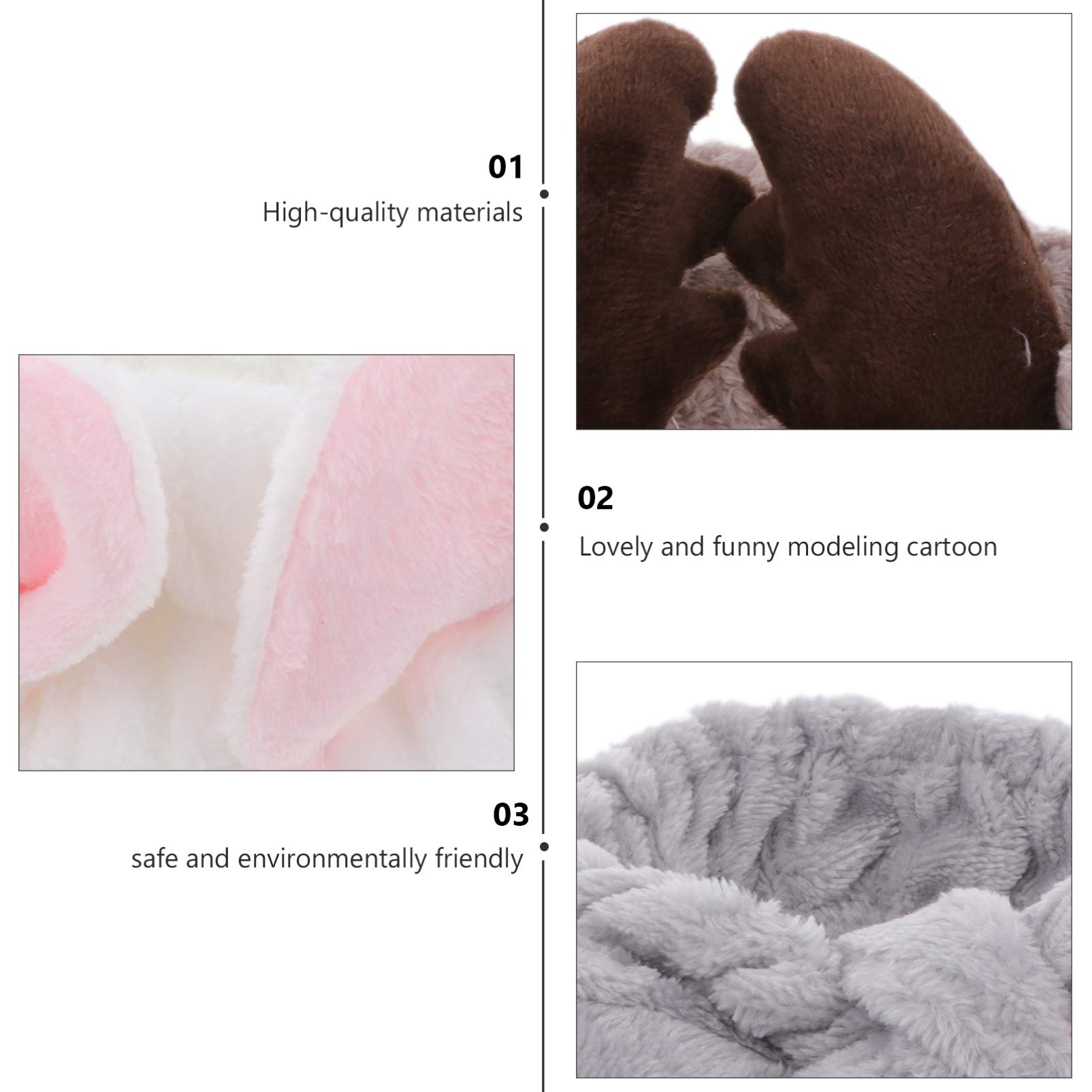 4pcs Plush Flannel Antler Headbands for Girls - Soft Shower Headbands, Cosmetic & Face Washing Hair Bands with Bow Tie Design - Perfect for Bathing, Skincare, and Spa Days