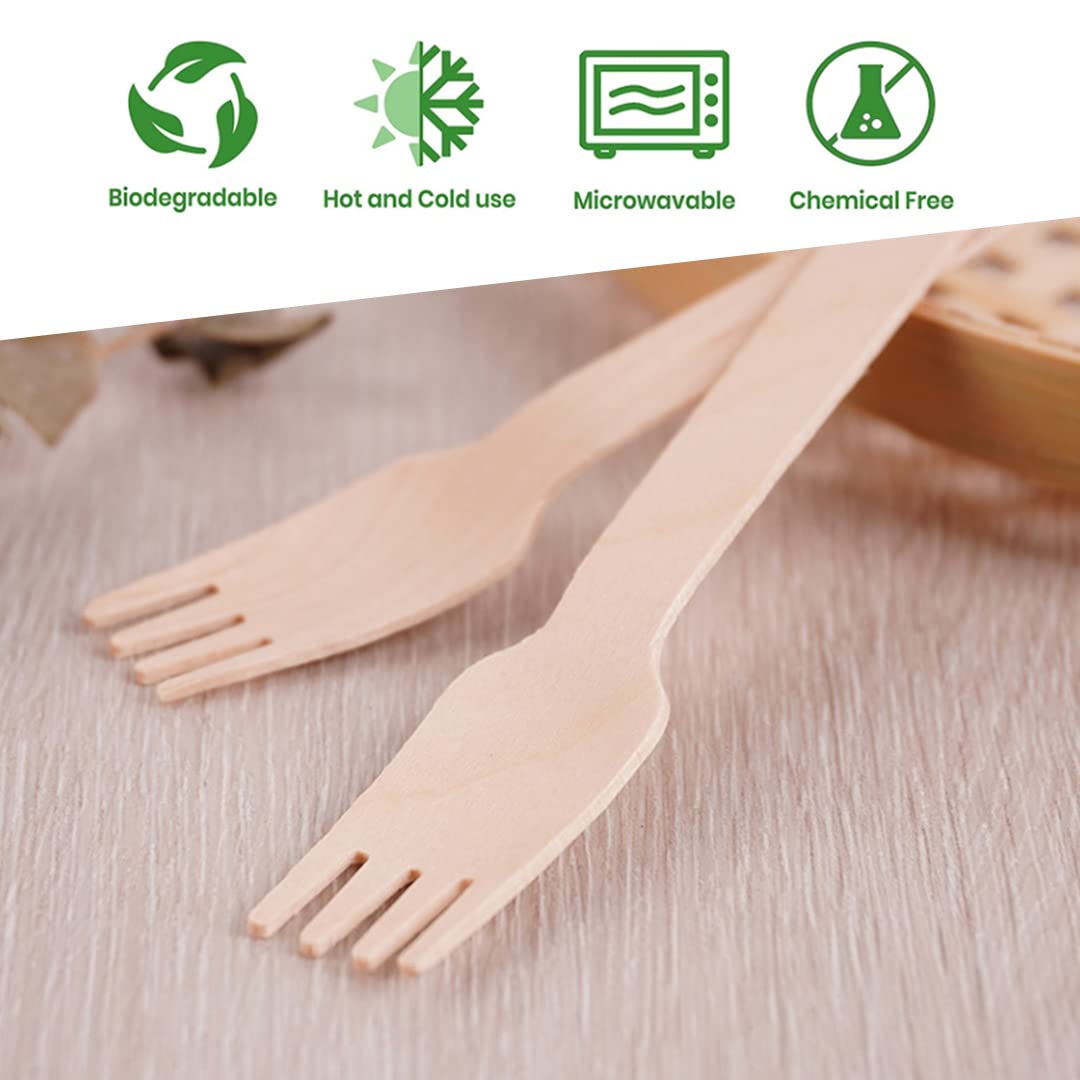 Eco-Friendly Disposable Wooden Cutlery Set - 360 Pieces (180 Forks, 90 Spoons, 90 Knives) | Biodegradable Utensils for Parties, Picnics & Catering Events