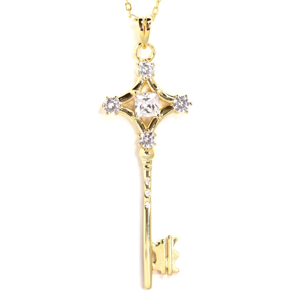 De Key Pendant Necklace - Stylish Stainless Steel Key Charm Jewelry for Women - Perfect for Everyday Wear, Gifts & Special Occasions