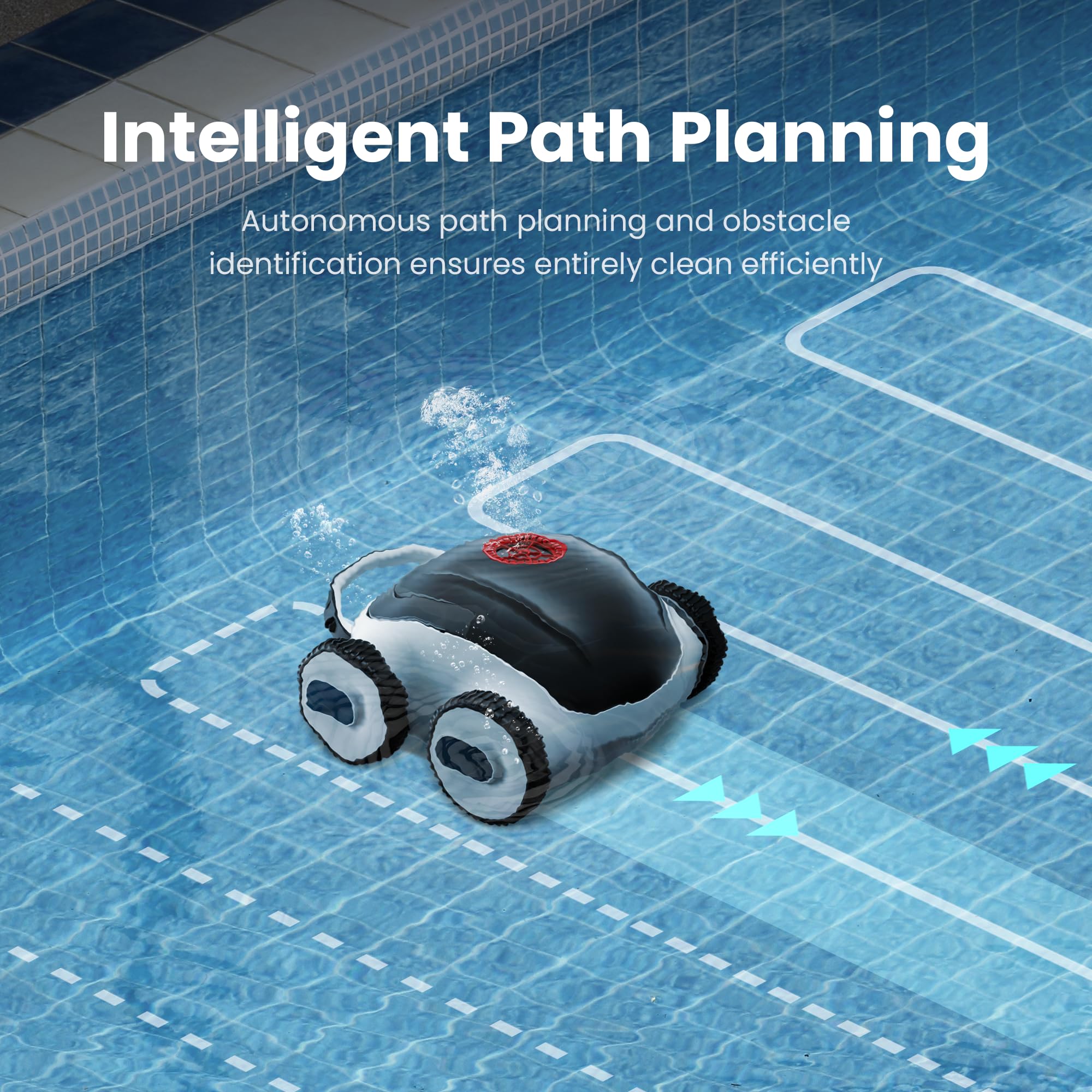 Best Cordless Robotic Pool Cleaner with App Control - 240 Min Runtime, Ultra-Fine Dual Filtration for Above/In-Ground Pools up to 1,100 Sq.ft - Perfect for Weekly Pool Maintenance & Quick Cleanups