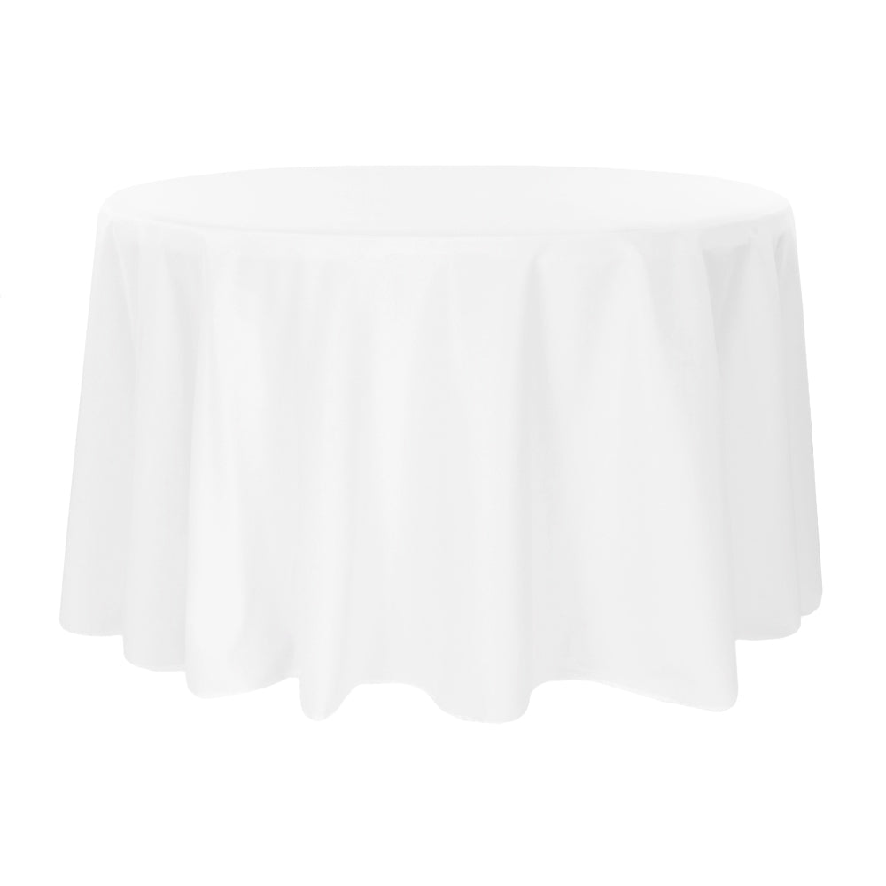 Premium Polyester 108-Inch Round Tablecloth - White - Perfect for Weddings, Banquets, and Formal Dining Events