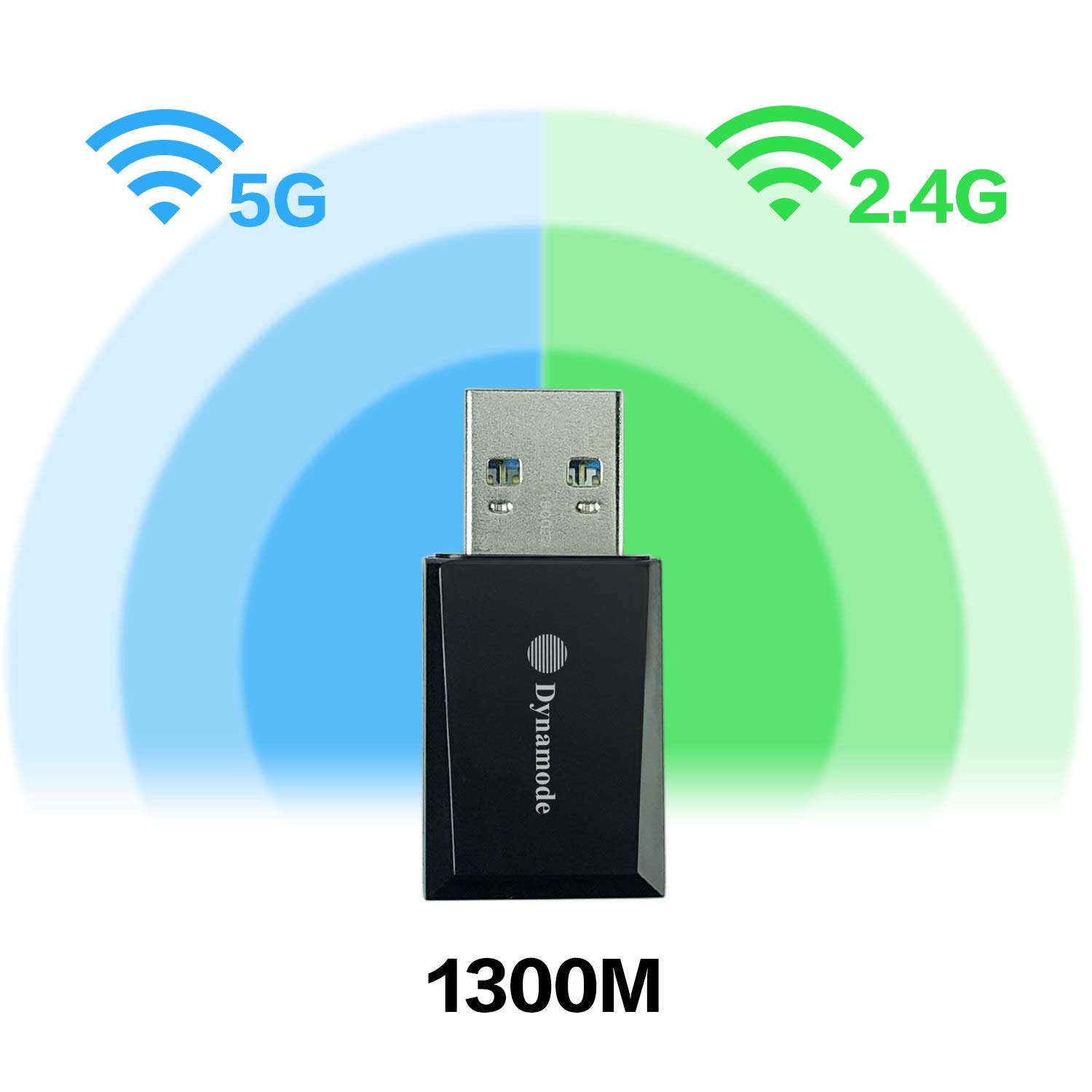 Dynamode Wireless Dual Band Nano USB WiFi Adapter for PC & Laptop - 1300Mbps High Speed 2.4GHz/5GHz AC Network with High Gain Antenna - Perfect for Gaming, Streaming & Home Office Connectivity