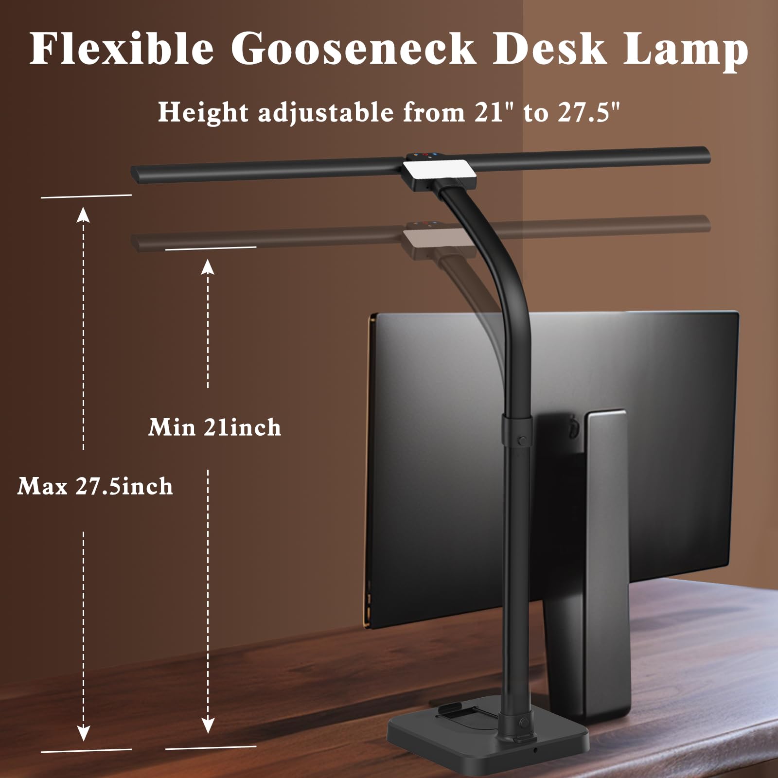 24W LED Desk Lamp with Phone Holder - 25 Lighting Modes, Adjustable Gooseneck, Eye-Caring Light for Home Office, Workbench, Drafting, Reading & Study | Perfect for Night Work, Student Dorm & Craft Room