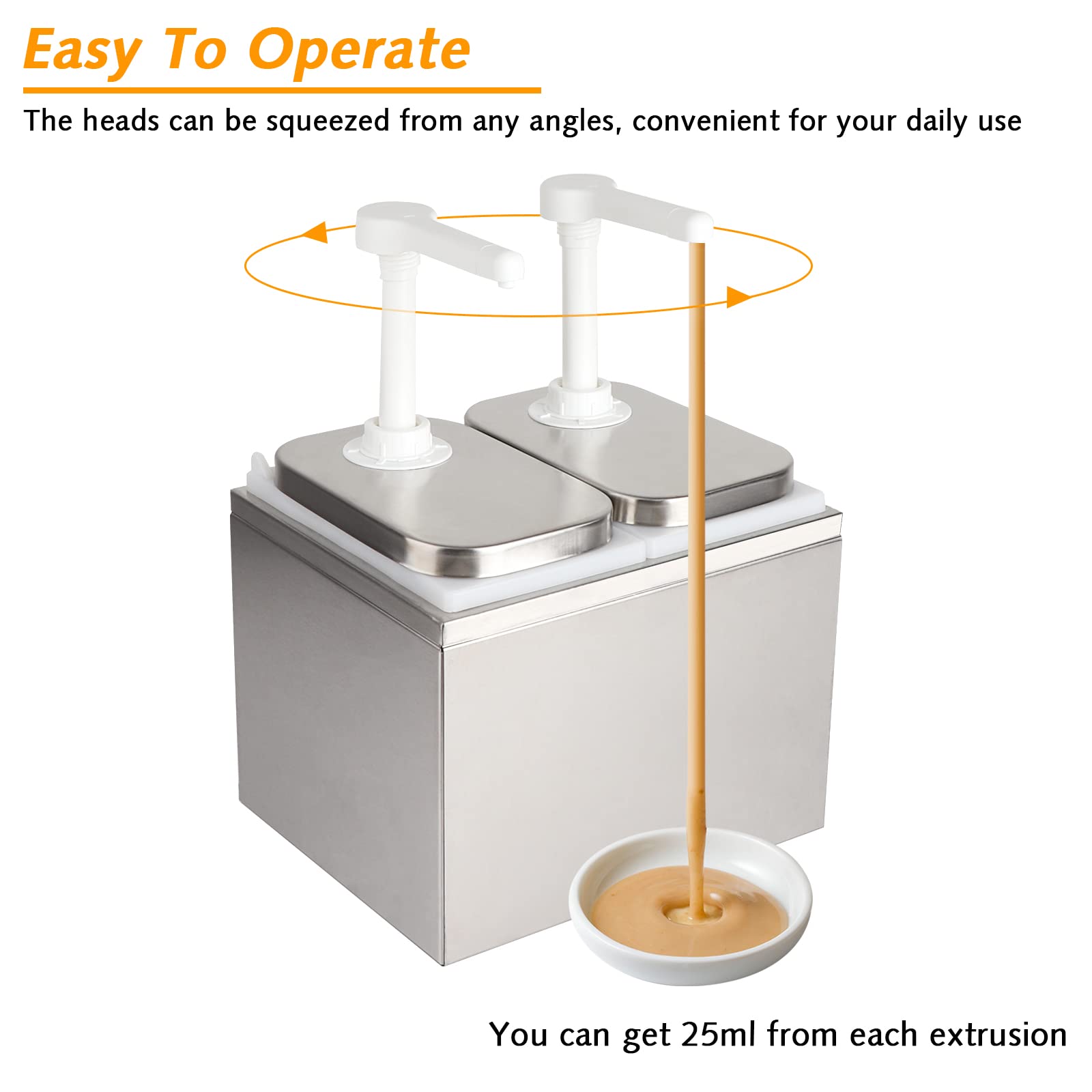 Manste 1Pack 4L Stainless Steel Condiment Pump Dispenser for Salad, Jam, Seasoning & Sauces - Commercial Kitchen, Restaurant & Home Use