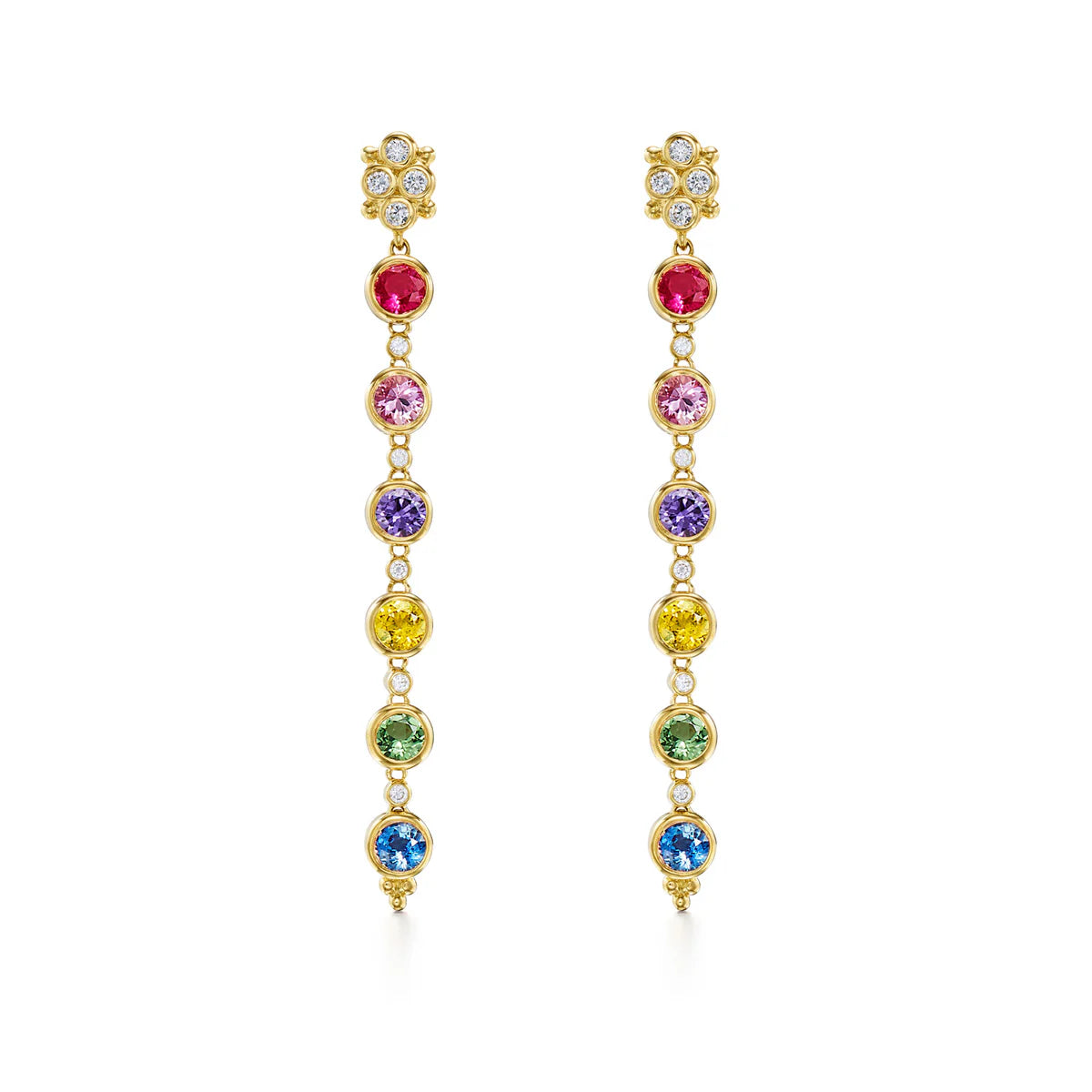 Temple St. Clair Rainbow Drop Earrings - 18K Gold Plated Dangle Earrings with Gemstones | Perfect for Weddings, Parties & Special Occasions