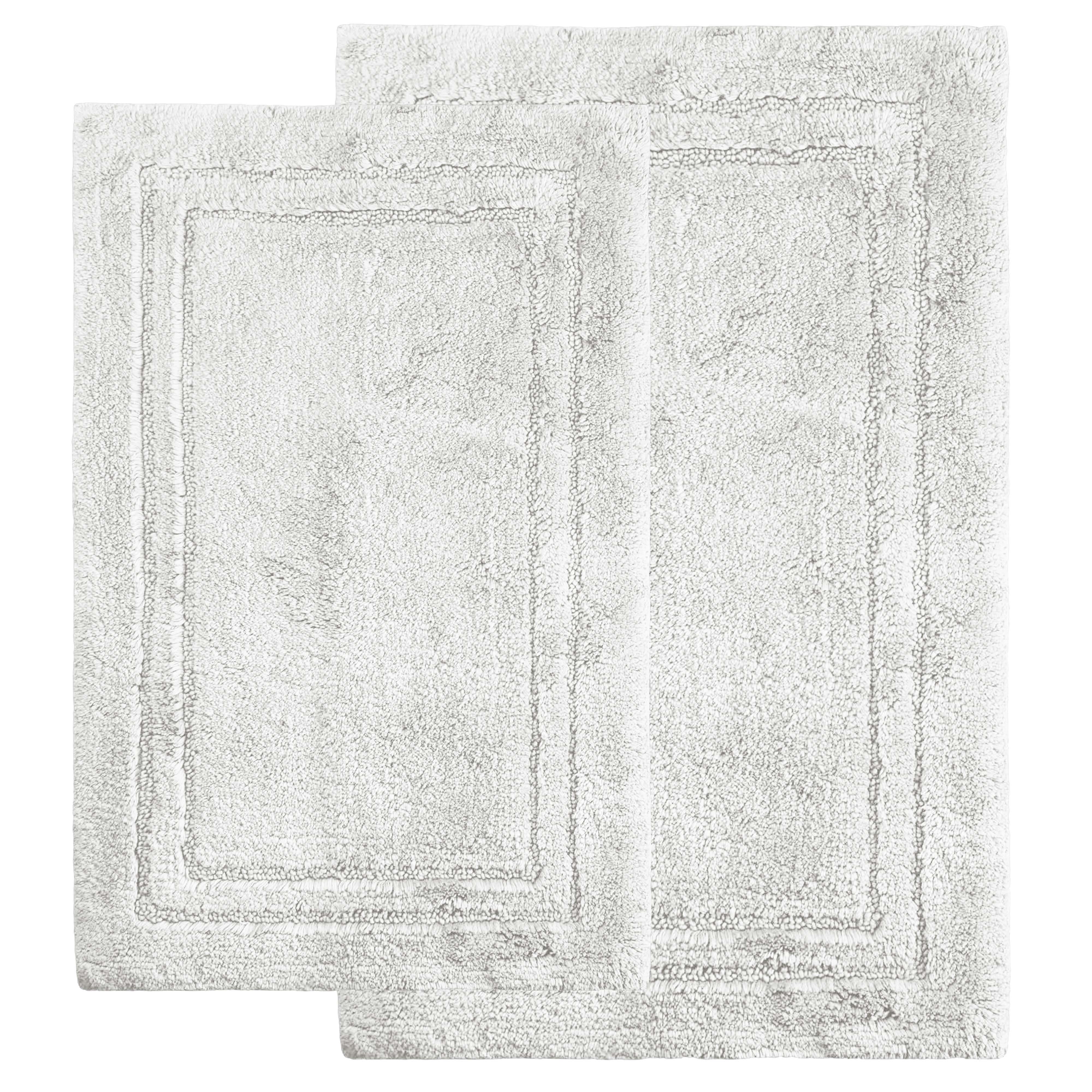 Premium Cotton Non-Slip 2-Piece Bath Rug Set - Soft Absorbent Bathroom Mat for Shower, Tub & Vanity Area - Machine Washable Bath Mats for Safety and Comfort