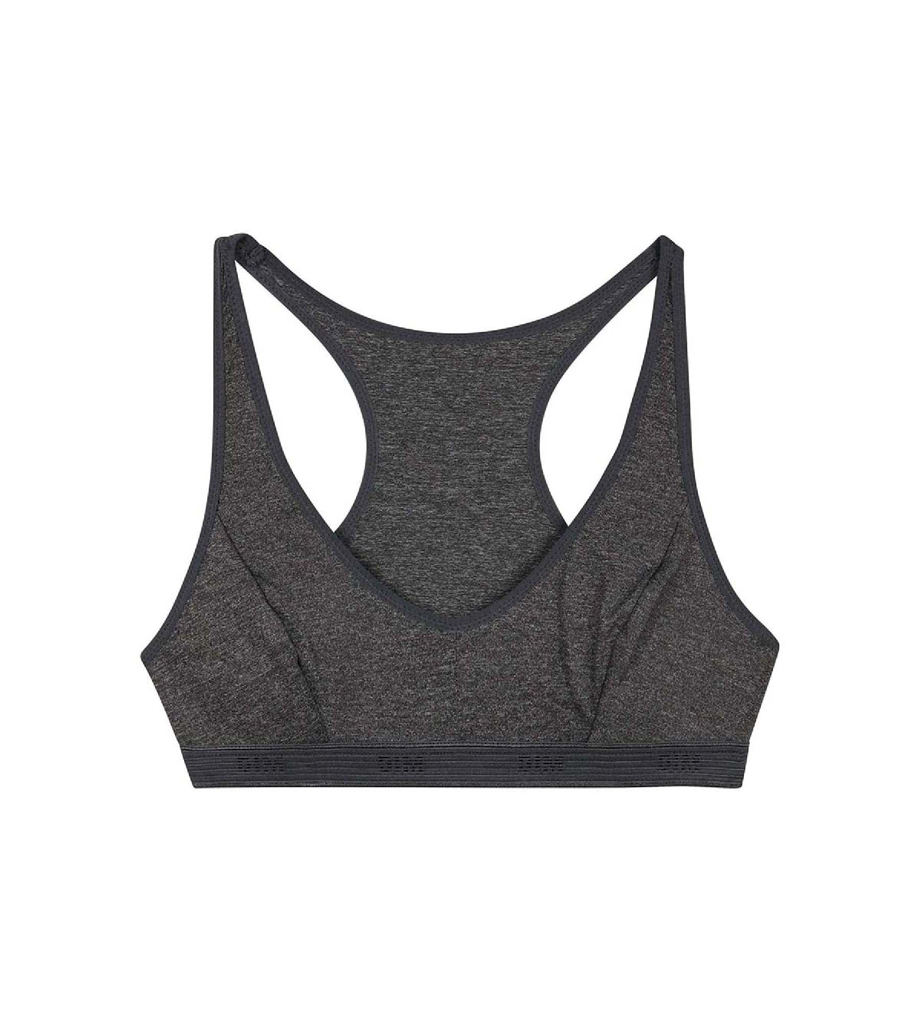 Girls' Sports Bra - Dark Heather Gray Microfiber Dim Micro - Perfect for Running, Yoga & Gym Workouts