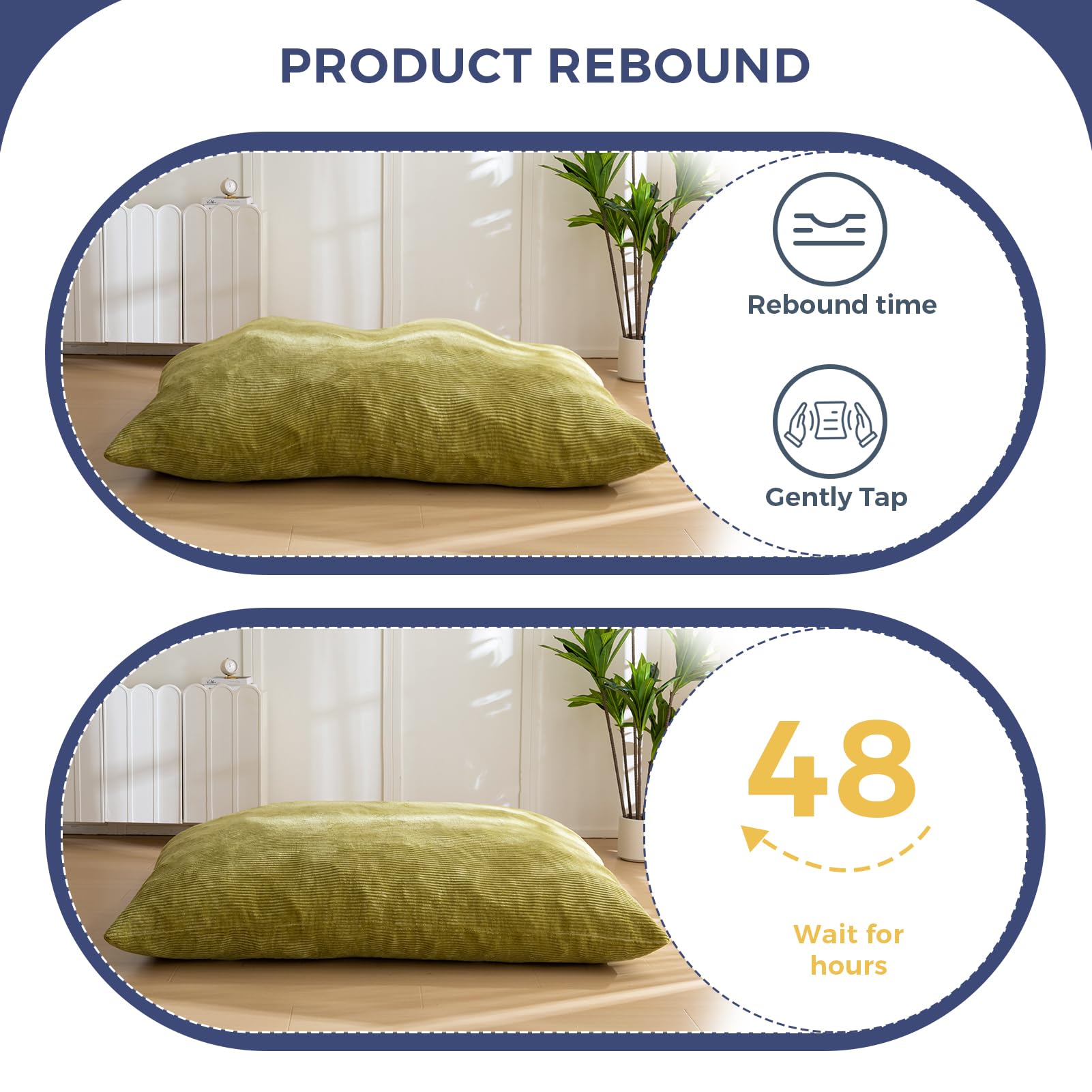 MAXYOYO 3-in-1 Bean Bag Chair - Giant Comfortable Pillow Lounger for Adults & Kids, Soft Green Fabric for Living Room, Bedroom, Dorm - Perfect for Relaxing, Gaming & Reading
