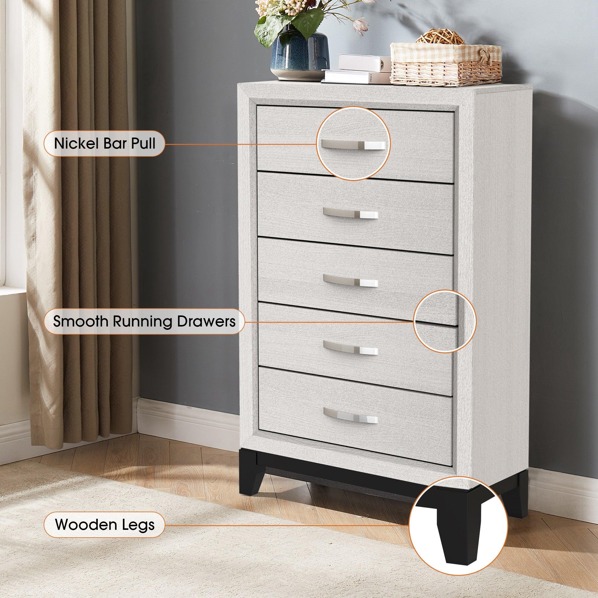Modern 31-Inch 5-Drawer Chest for Bedroom & Living Room - Stylish Storage Solution for Clothes, Blankets, and Home Organization