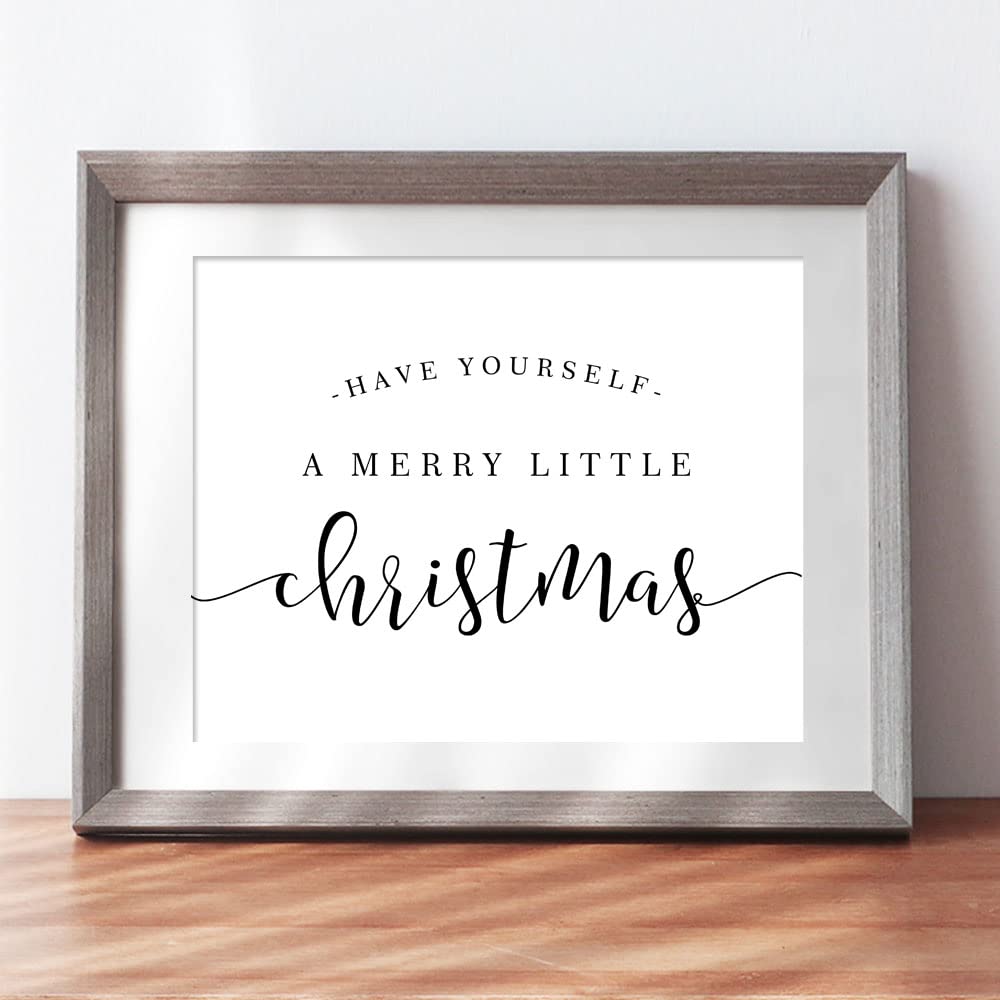 Merry Little Christmas Wall Art Print - 8x10 Inch Holiday Home Decor Sign for Xmas Gifts, Tree Decorations & Festive Living Room Wall Decor (UNFRAMED)