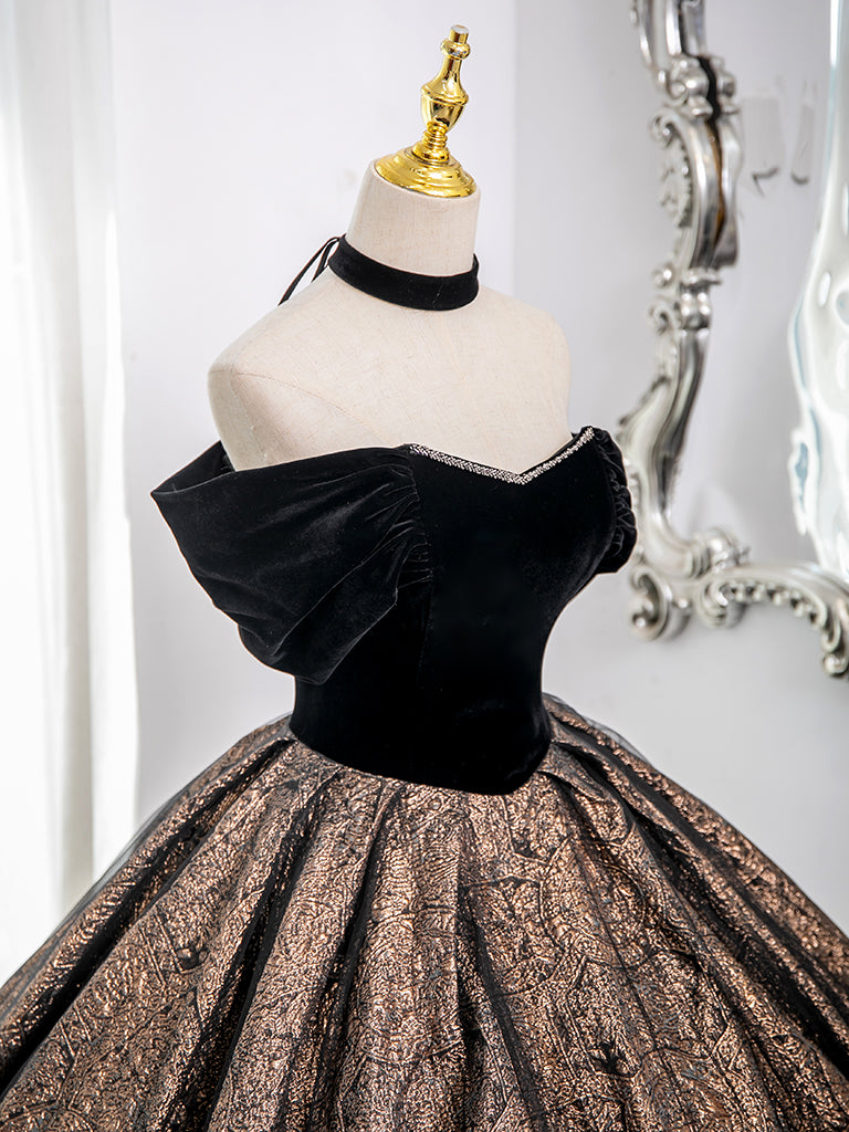 Elegant Black A-Line Off Shoulder Tulle Velvet Long Prom Dress - Formal Evening Gown for Homecoming, Ball & Special Occasions